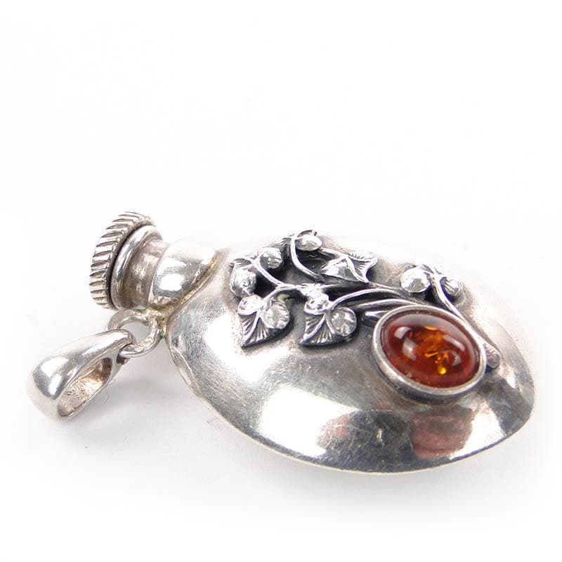 Perfume Flask, Art Nouveau, silver, amber, Poland, 1980s