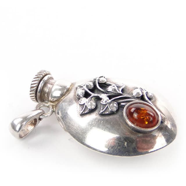 Perfume Flask, Art Nouveau, silver, amber, Poland, 1980s - DIMENSION