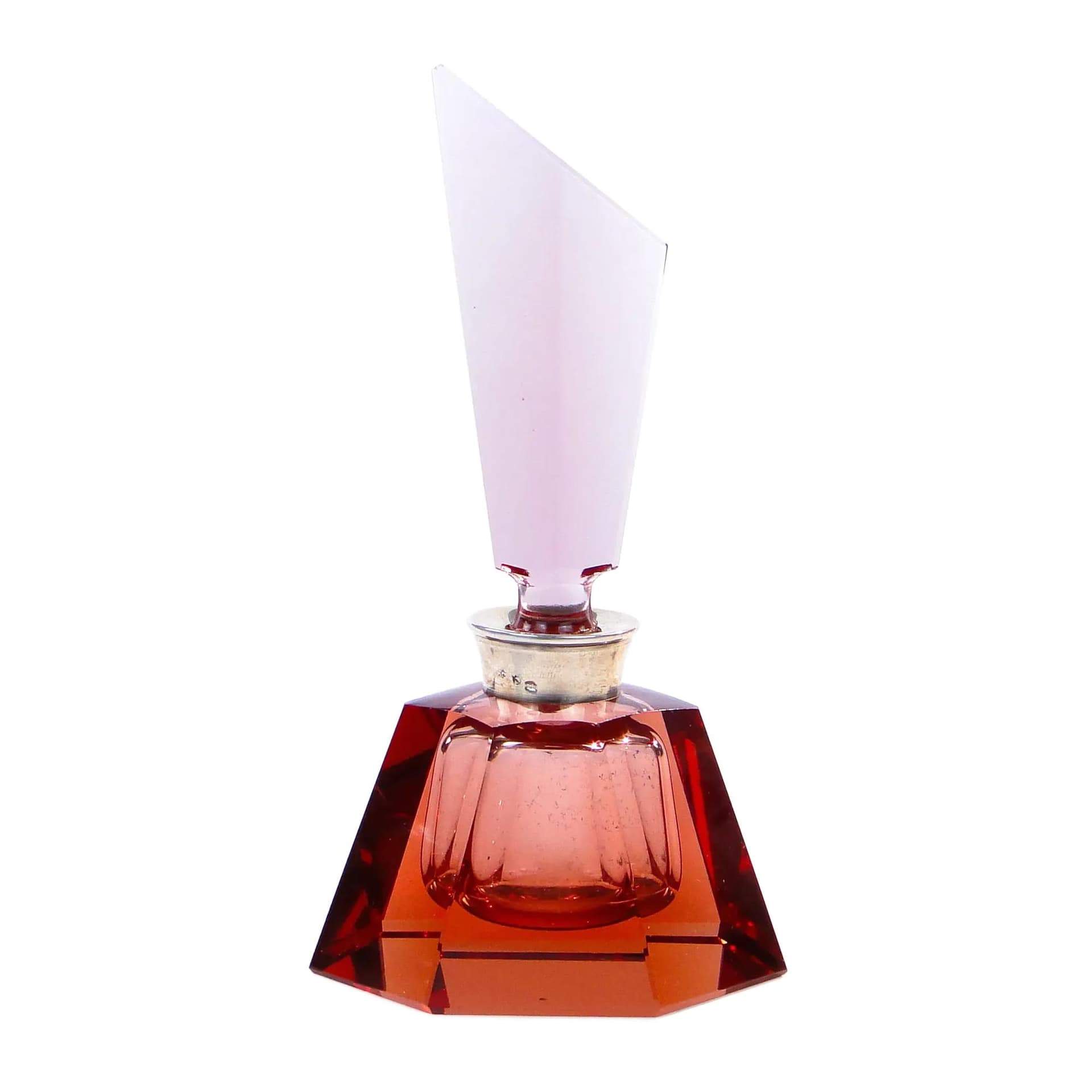 Perfume Bottle Art Deco, pink, crystal, Germany, 1930s