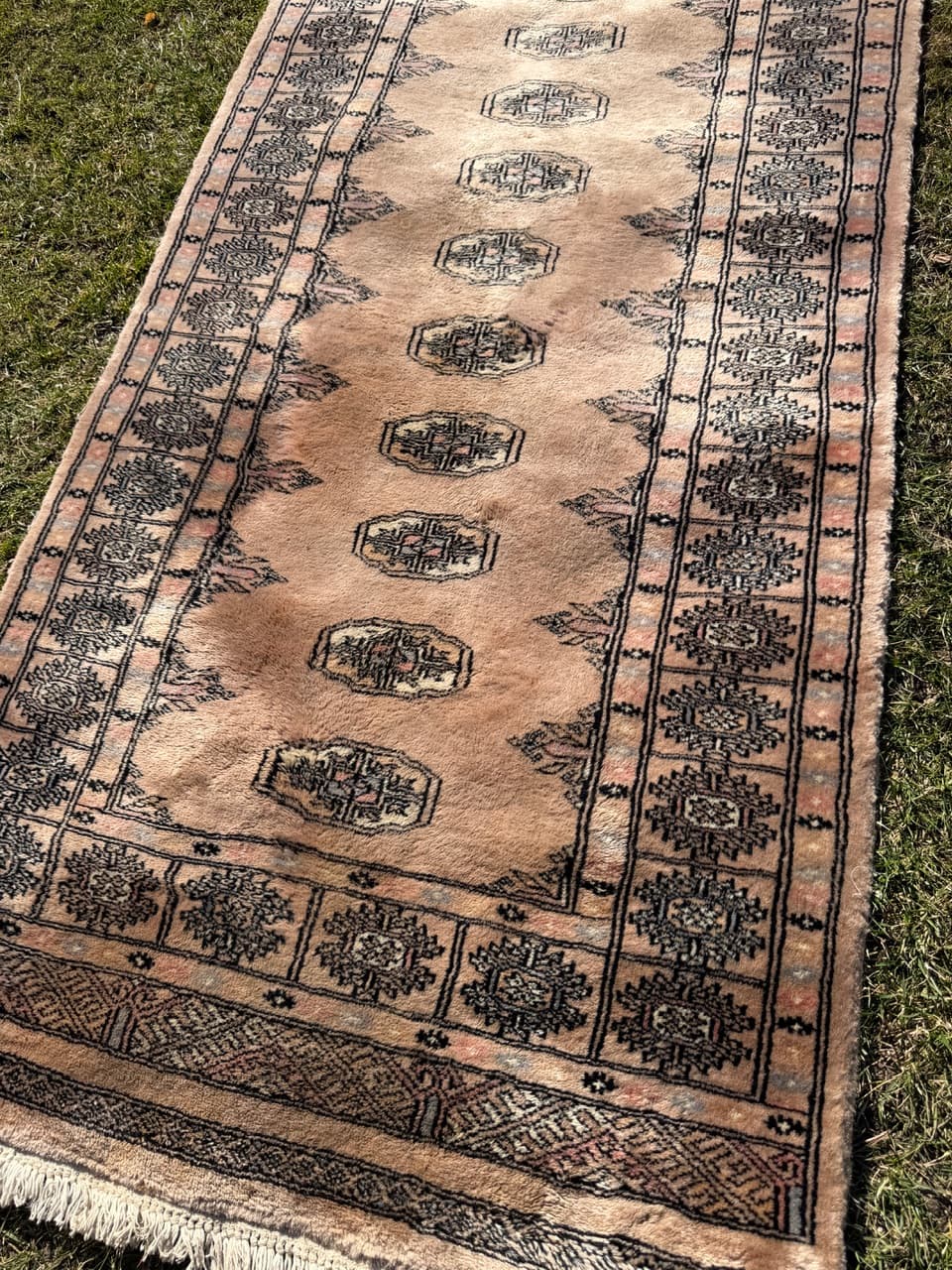 Chodnik Buchara, 400x80 cm, beżowy, wełna, Pakistan - 287625