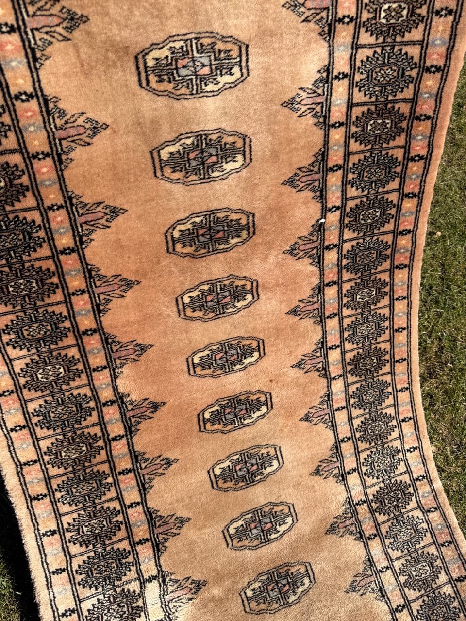 Chodnik Buchara, 400x80 cm, beżowy, wełna, Pakistan - 287634