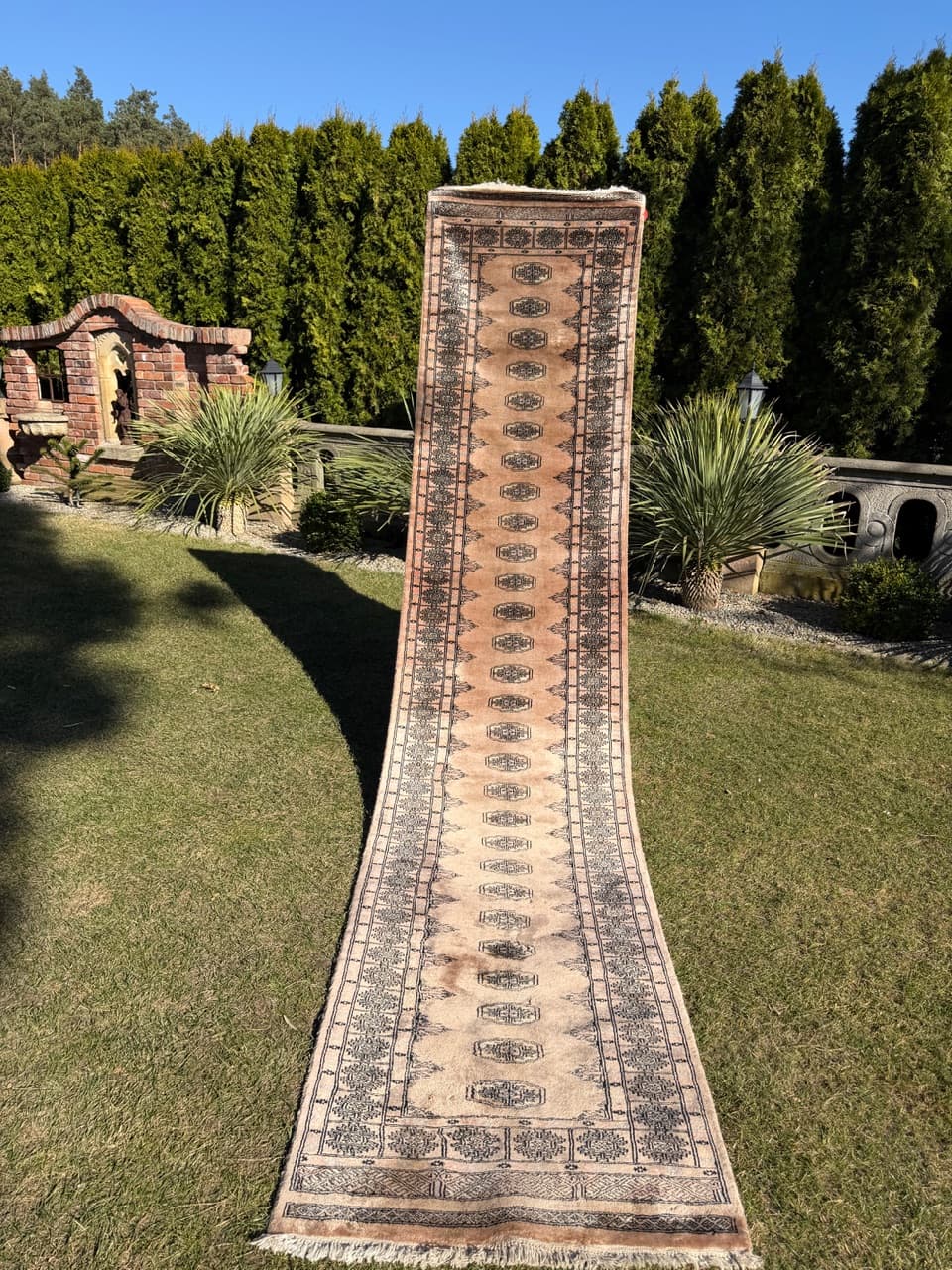 Chodnik Buchara, 400x80 cm, beżowy, wełna, Pakistan - 287630