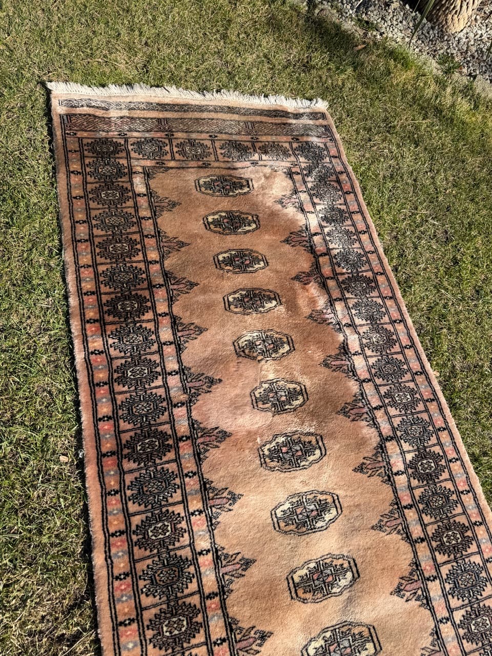 Chodnik Buchara, 400x80 cm, beżowy, wełna, Pakistan - 287623
