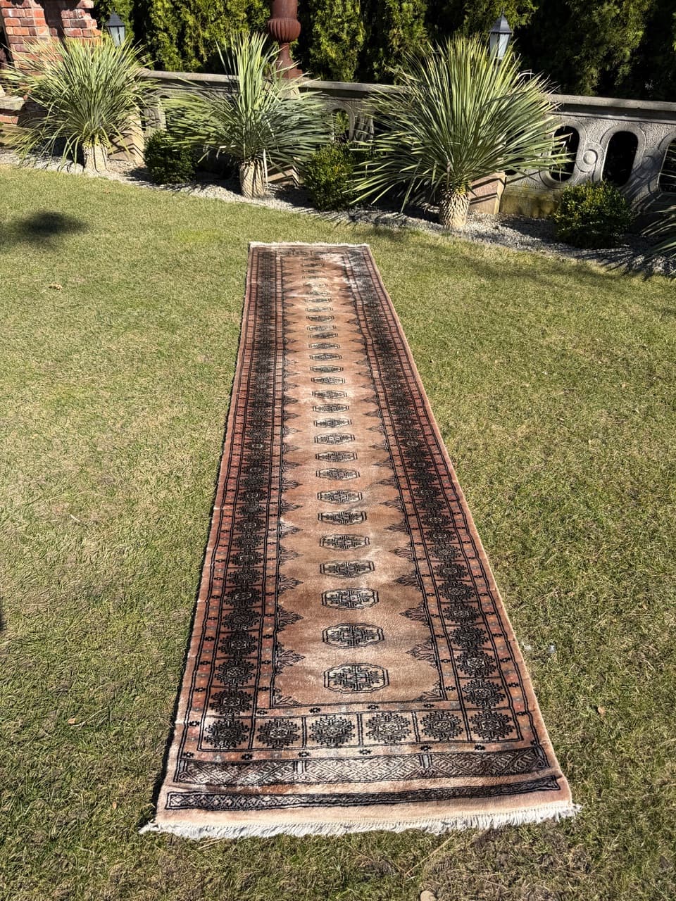 Chodnik Buchara, 400x80 cm, beżowy, wełna, Pakistan - 287621