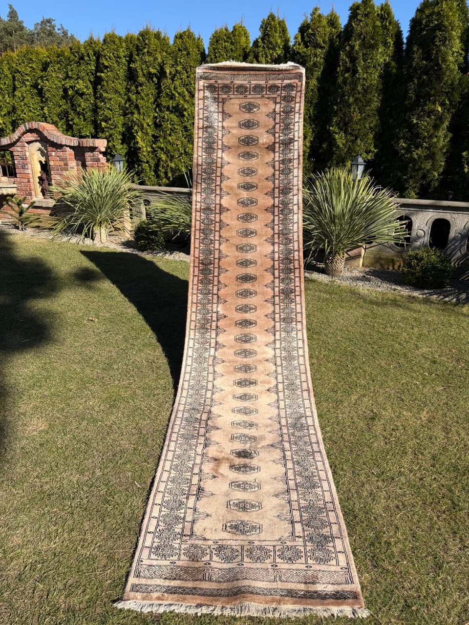 Chodnik Buchara, 400x80 cm, beżowy, wełna, Pakistan - 287629