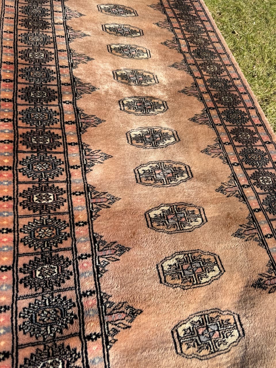 Chodnik Buchara, 400x80 cm, beżowy, wełna, Pakistan - 287626