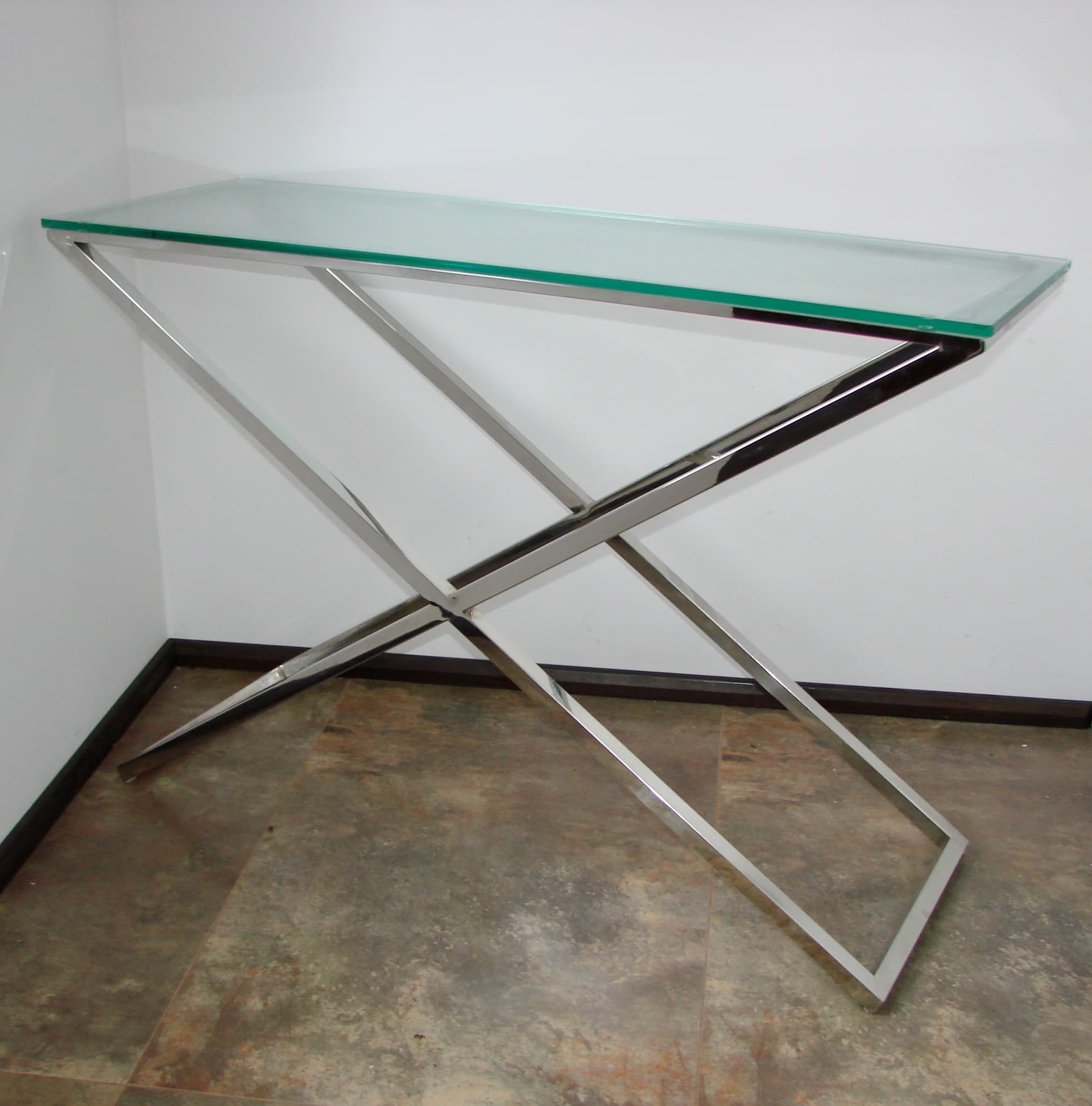 Konsola Modern, chrom, szkło, lata 90. - 287641