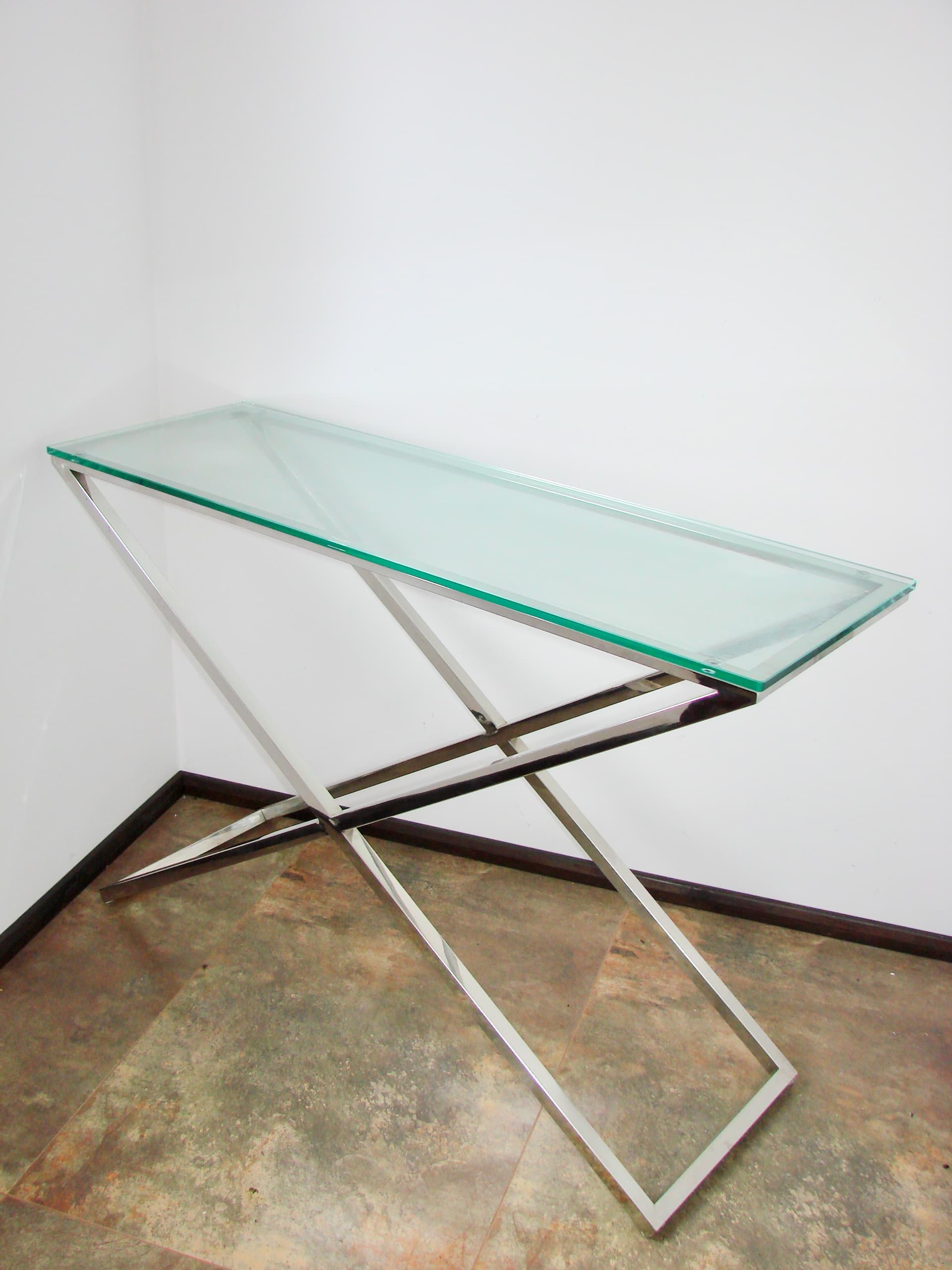 Konsola Modern, chrom, szkło, lata 90. - 287643