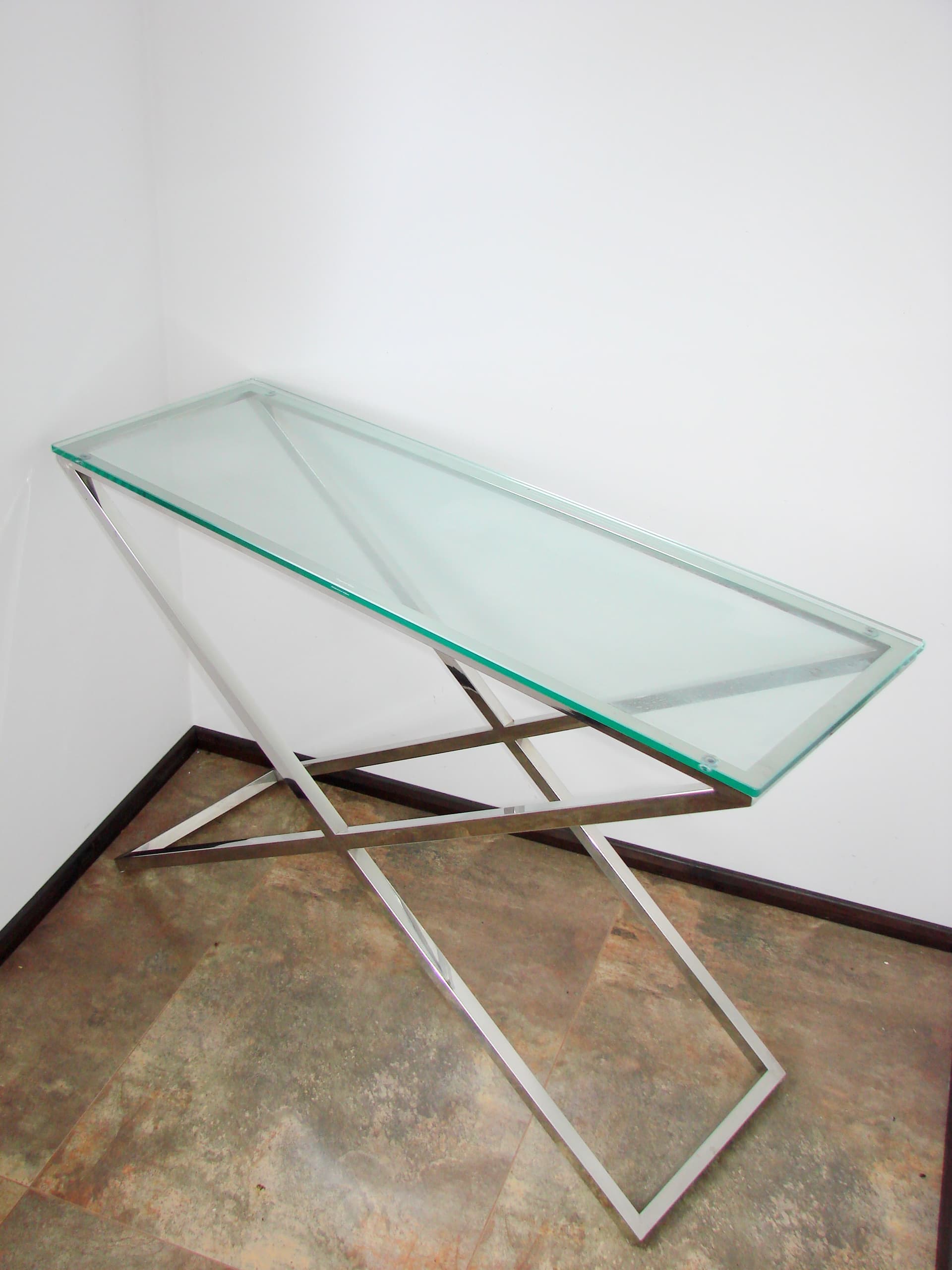 Konsola Modern, chrom, szkło, lata 90. - 287642