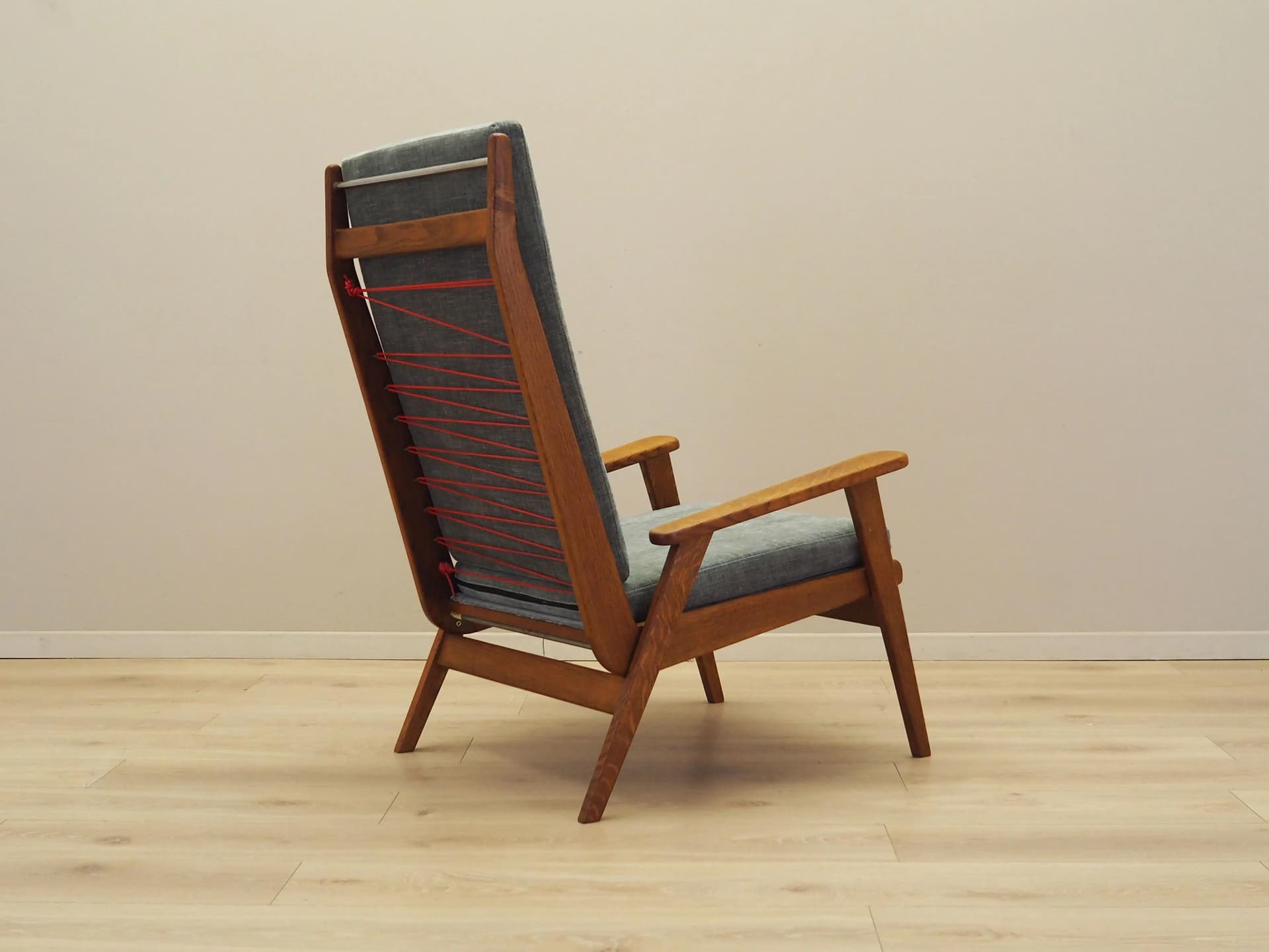 Armchair, grey, oak, Denmark, 1970s. - 21264