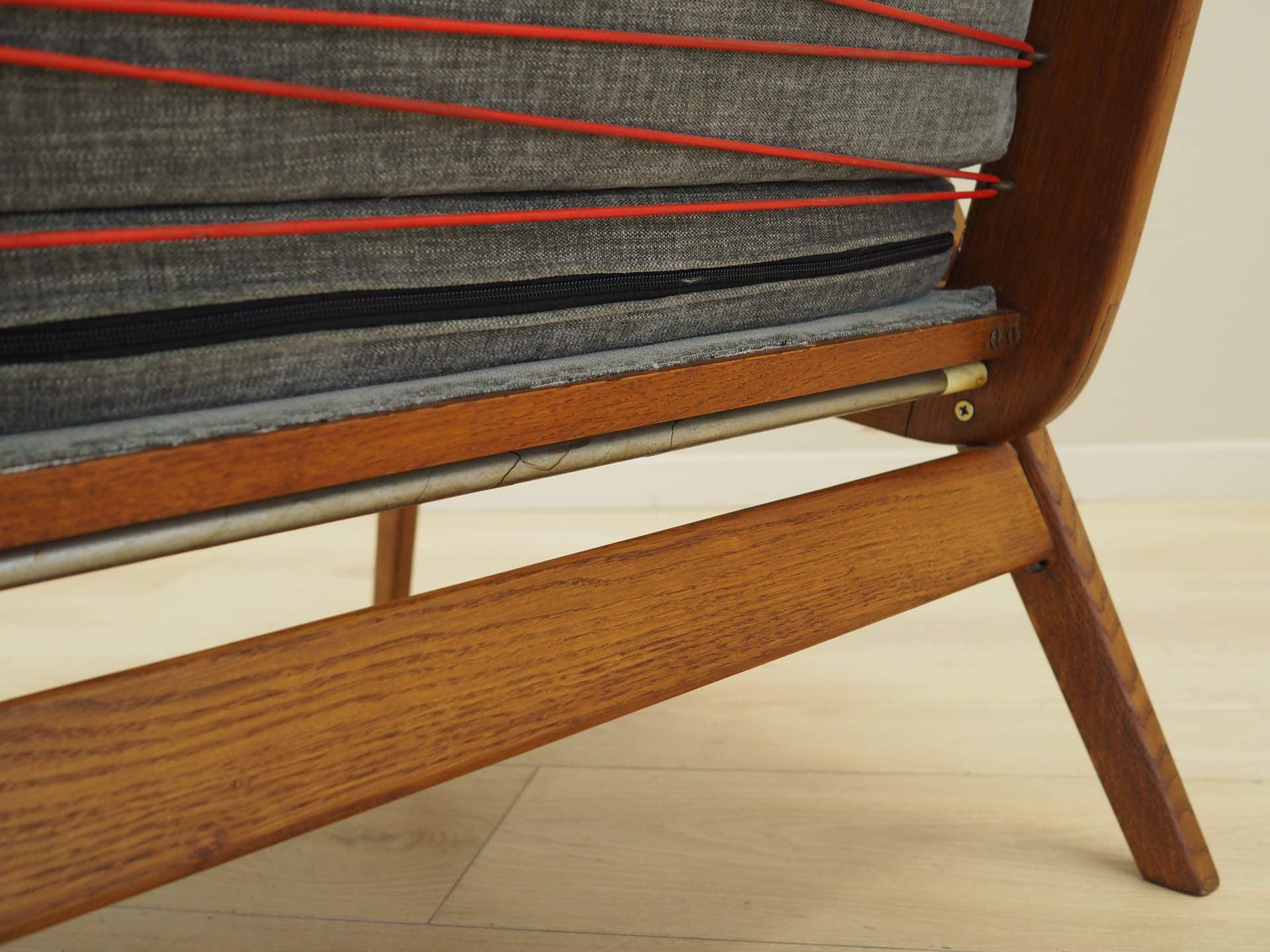 Armchair, grey, oak, Denmark, 1970s. - 67454