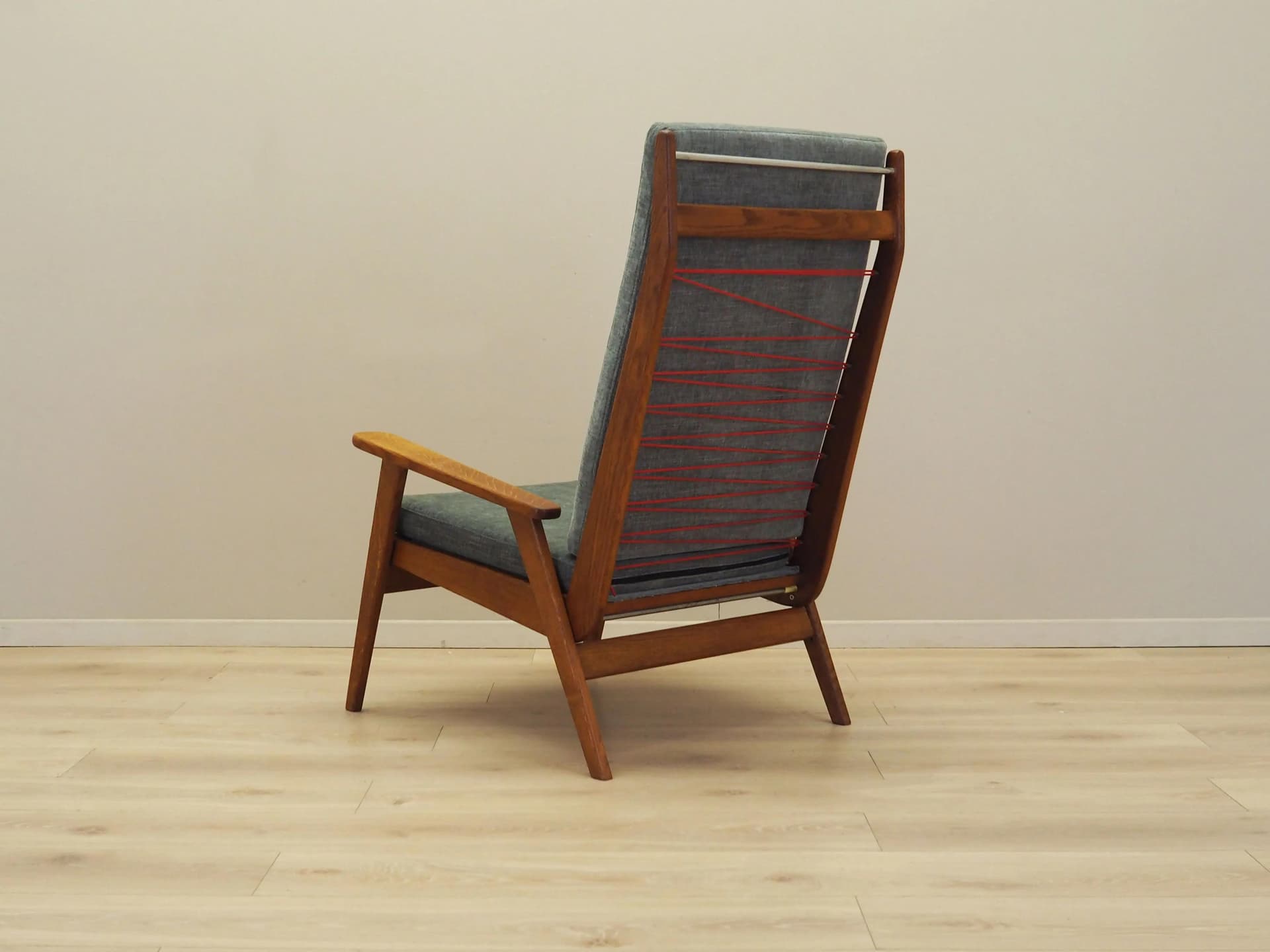 Armchair, grey, oak, Denmark, 1970s. - 21262
