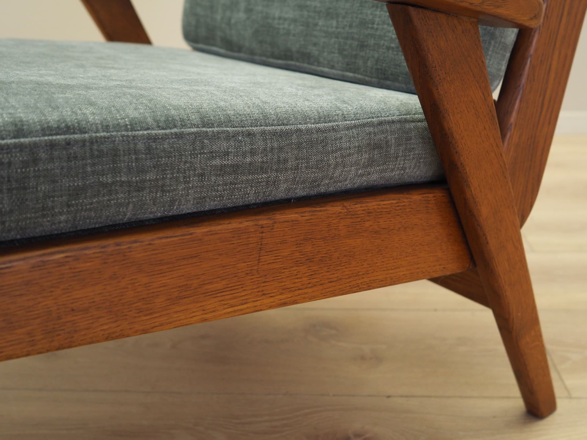 Armchair, grey, oak, Denmark, 1970s. - 67450