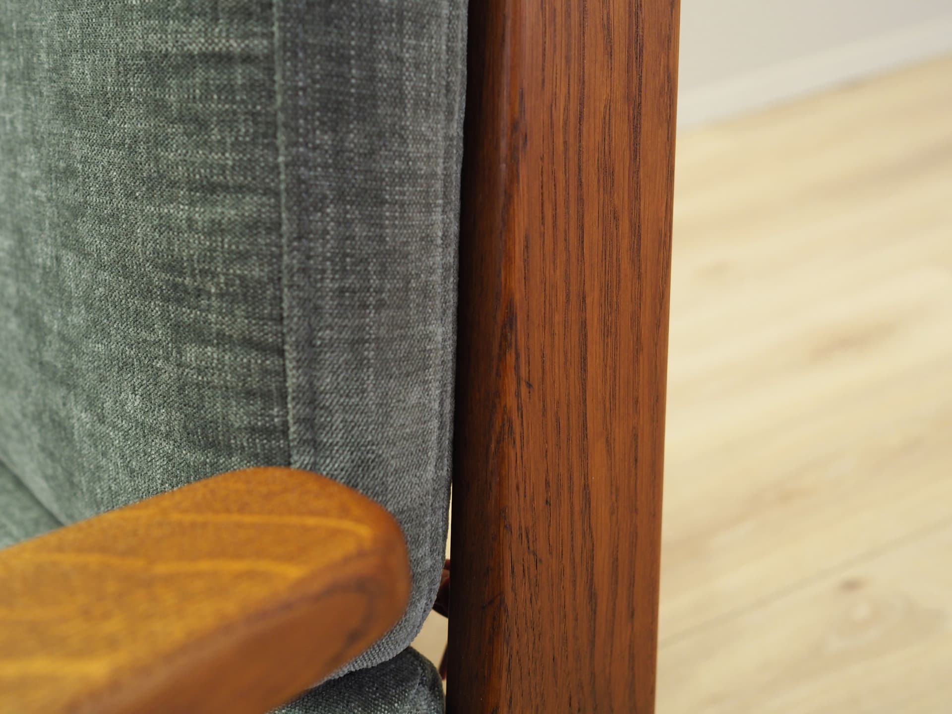 Armchair, grey, oak, Denmark, 1970s. - 67453