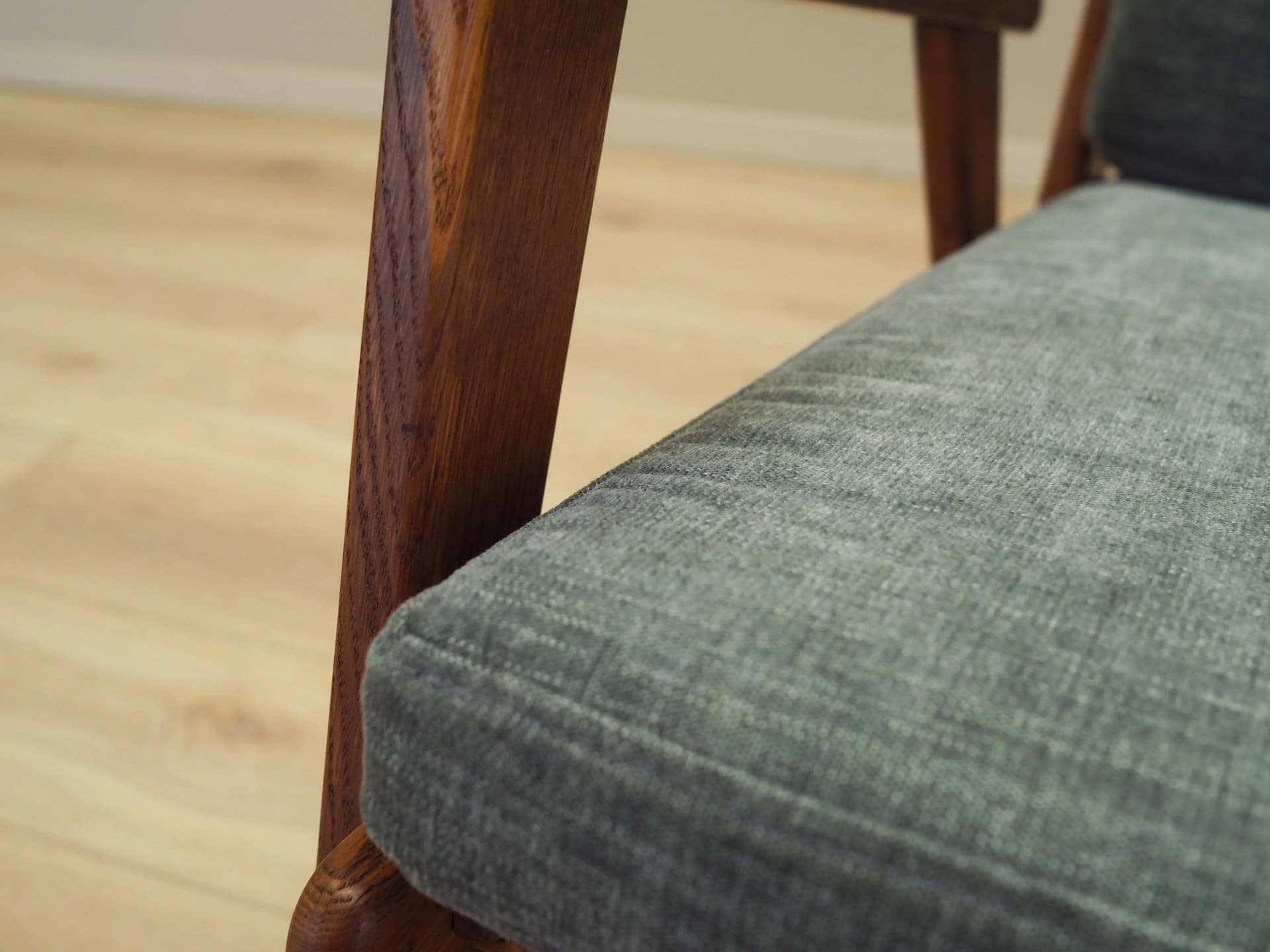Armchair, grey, oak, Denmark, 1970s. - 21268