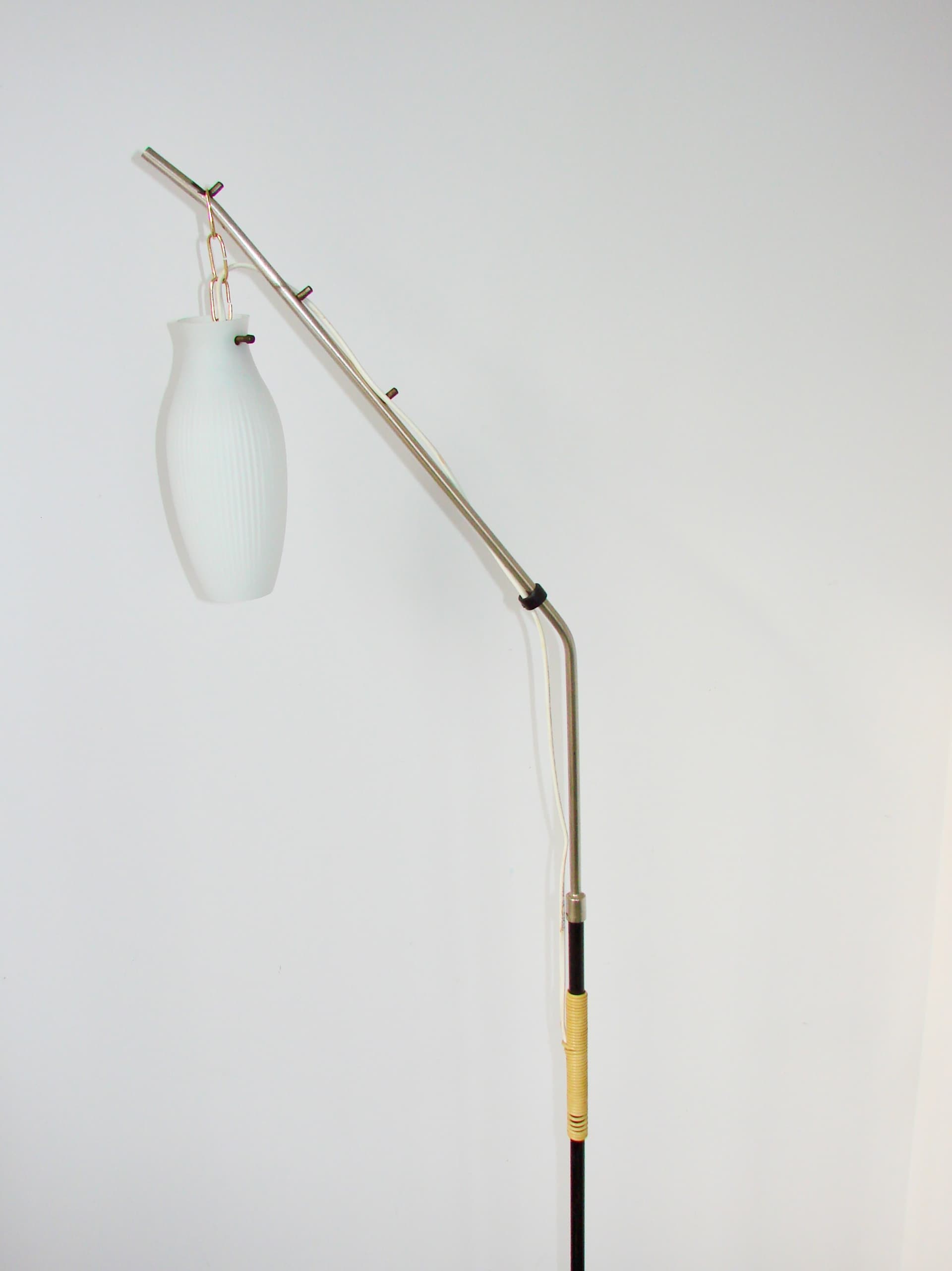 Floor lamp Jolo, white metal, glass, Jolo Kalmar, Austria, 1970s - 287687