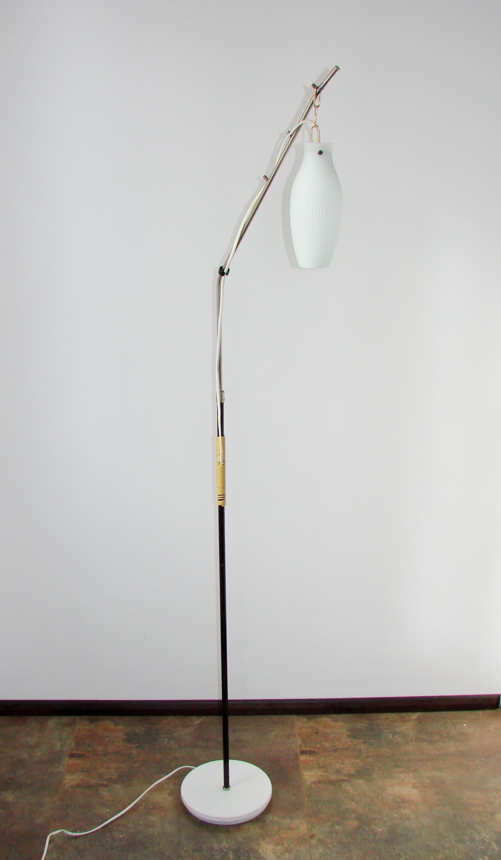 Floor lamp Jolo, white metal, glass, Jolo Kalmar, Austria, 1970s - 287684