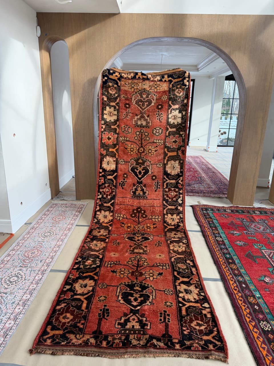 Chodnik Lori/Hamadan 420x135 cm, czerwony, wełna, Iran - 287696