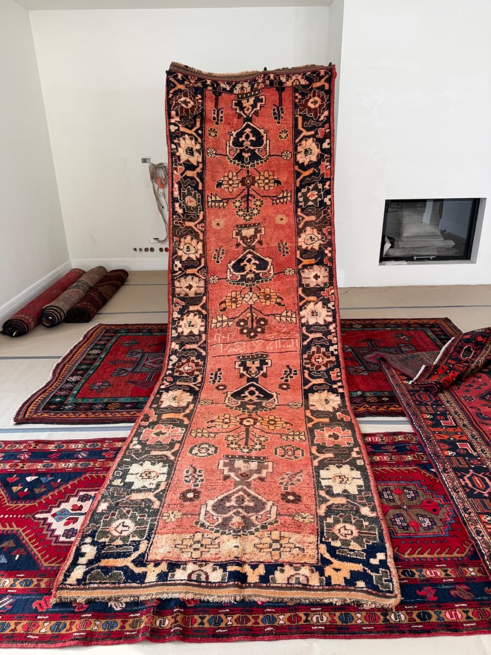 Chodnik Lori/Hamadan 420x135 cm, czerwony, wełna, Iran - 287688