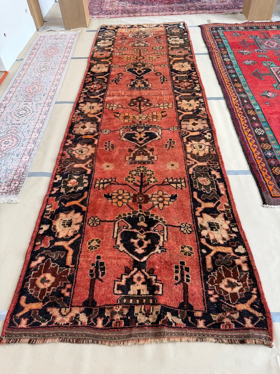 Chodnik Lori/Hamadan 420x135 cm, czerwony, wełna, Iran - 287699