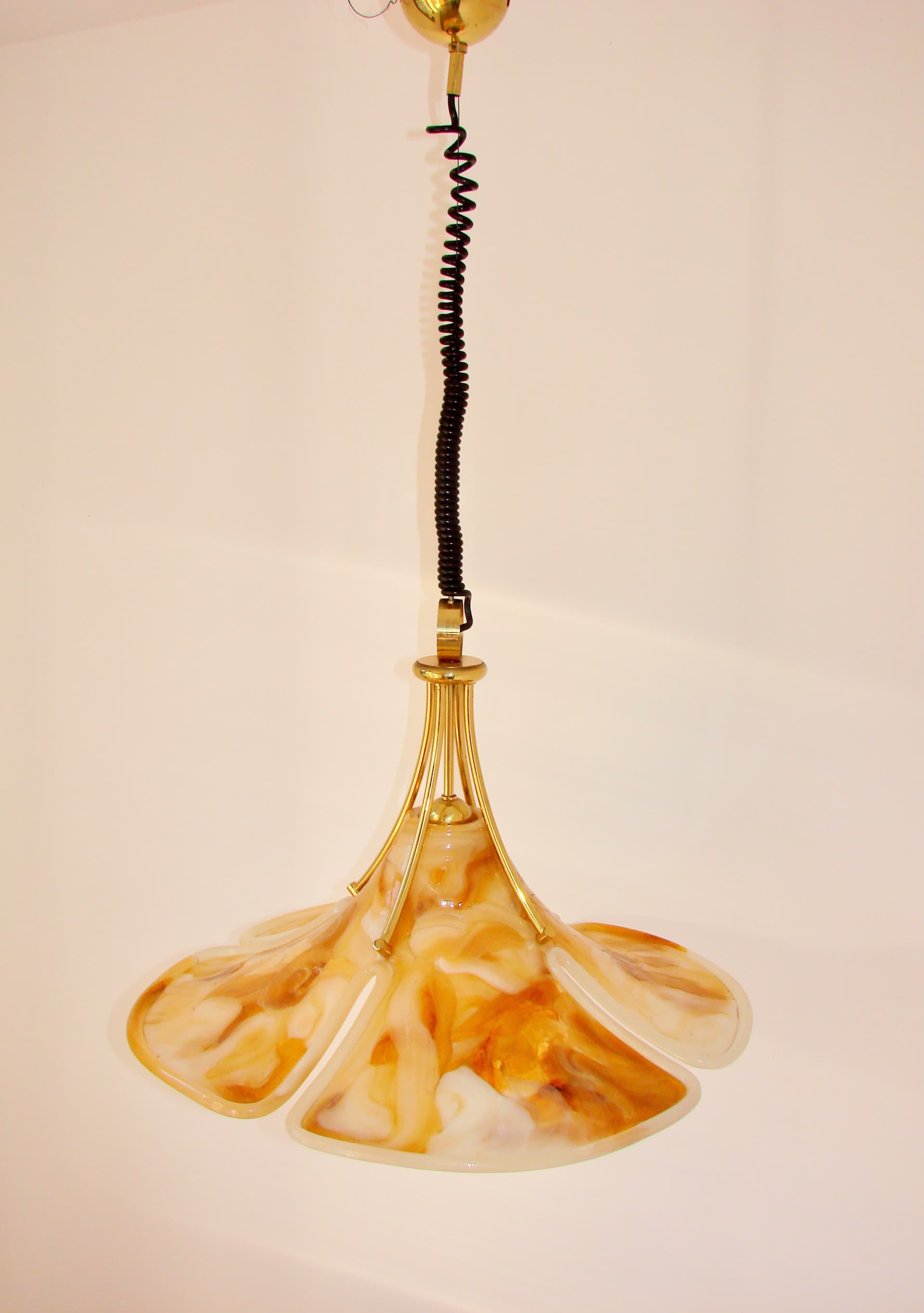 Lampa wisząca Tulip, złoty, mosiądz akryl, Cosack, Niemcy, lata 70. - 287706