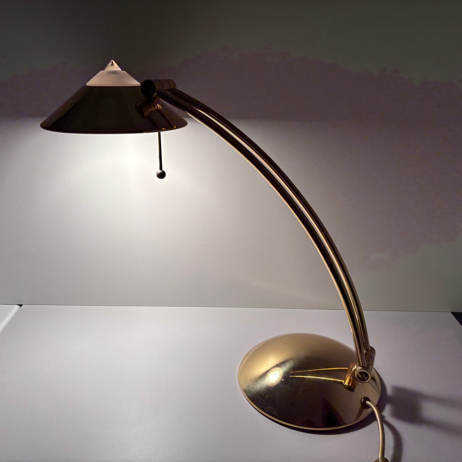 Lampa biurkowa, złoty, mosiądz, Niemcy, lata 80. - 287709