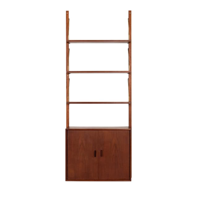 Regał systemowy, brązowy, teak, Dania, lata 60. - WYMIARY