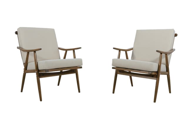 Para foteli, beżowy beech orzech, TON, Czechosłowacja, lata 60. - WYMIARY