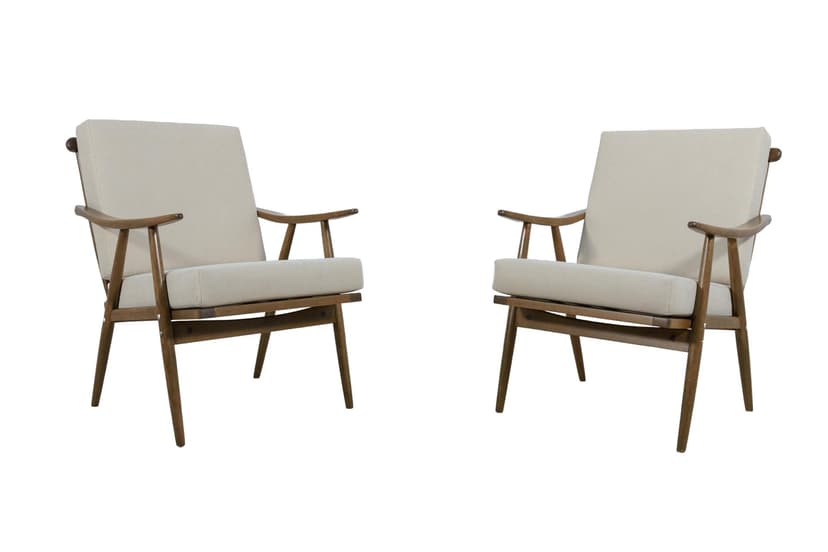 Para foteli, beżowy beech orzech, TON, Czechosłowacja, lata 60.