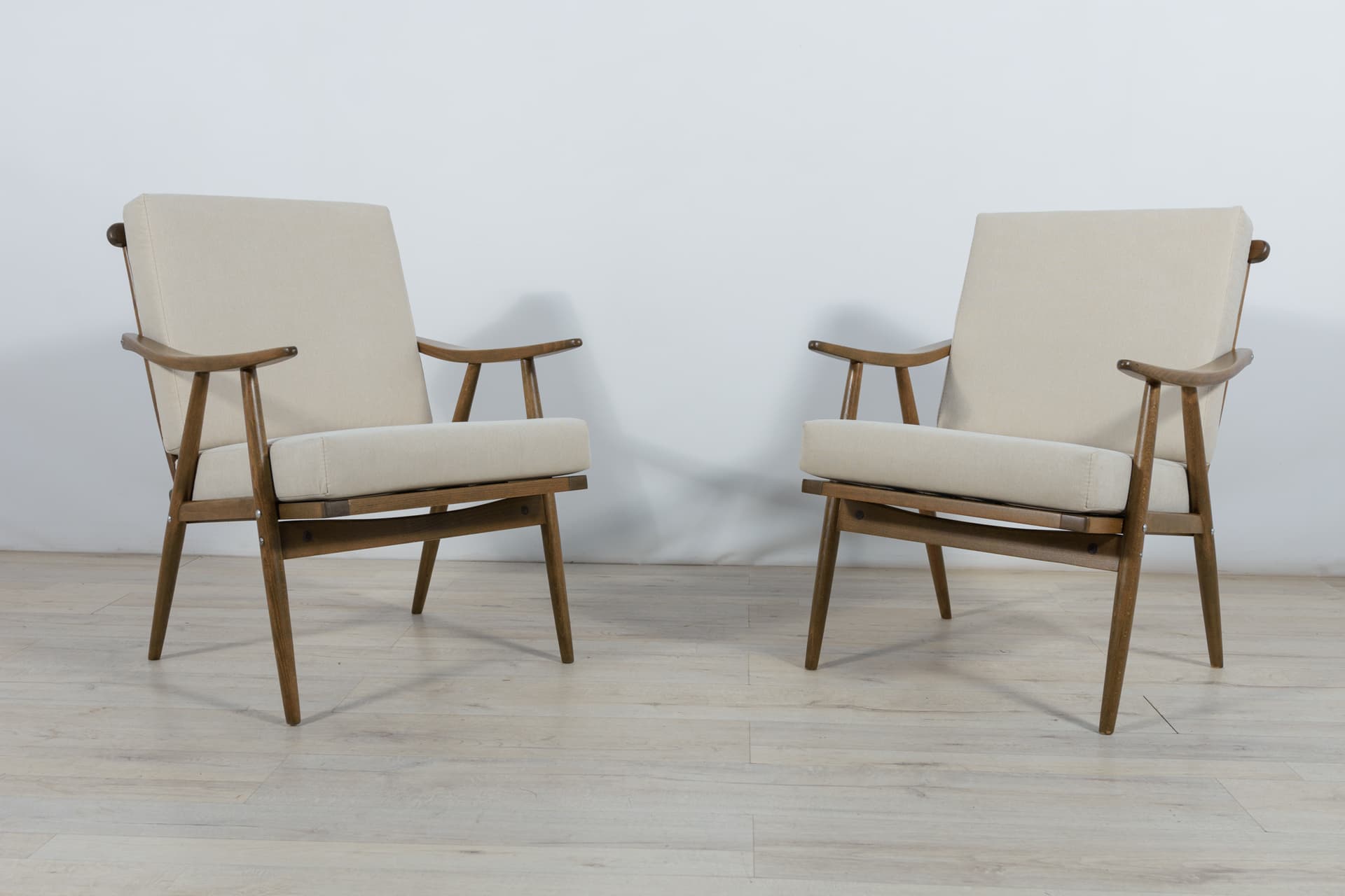 Para foteli, beżowy beech orzech, TON, Czechosłowacja, lata 60. - 287752