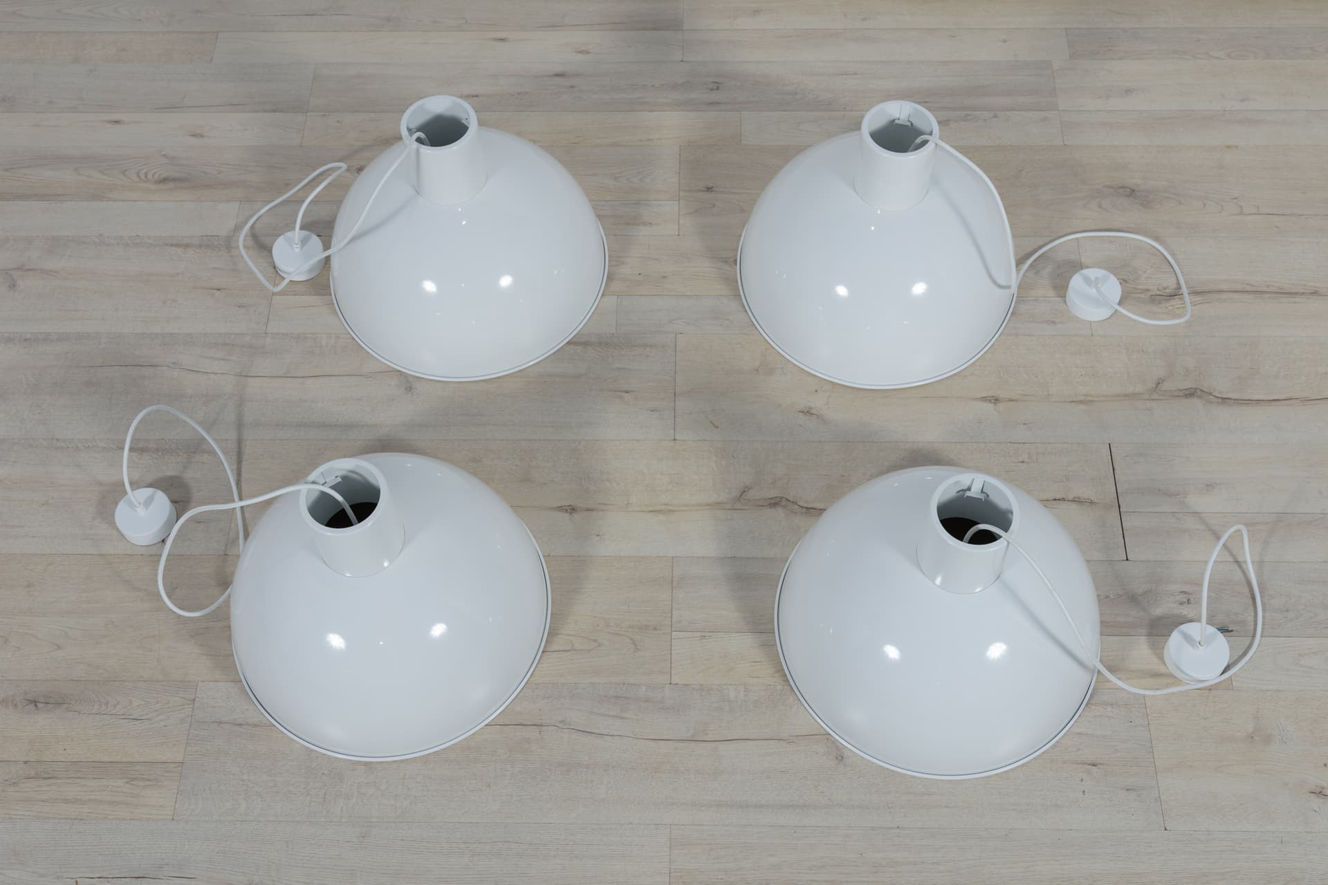 Lampa wisząca Bunker, metal biały, proj. J. Hammerborg, Fog & Mørup, Dania, lata 70. - 287909