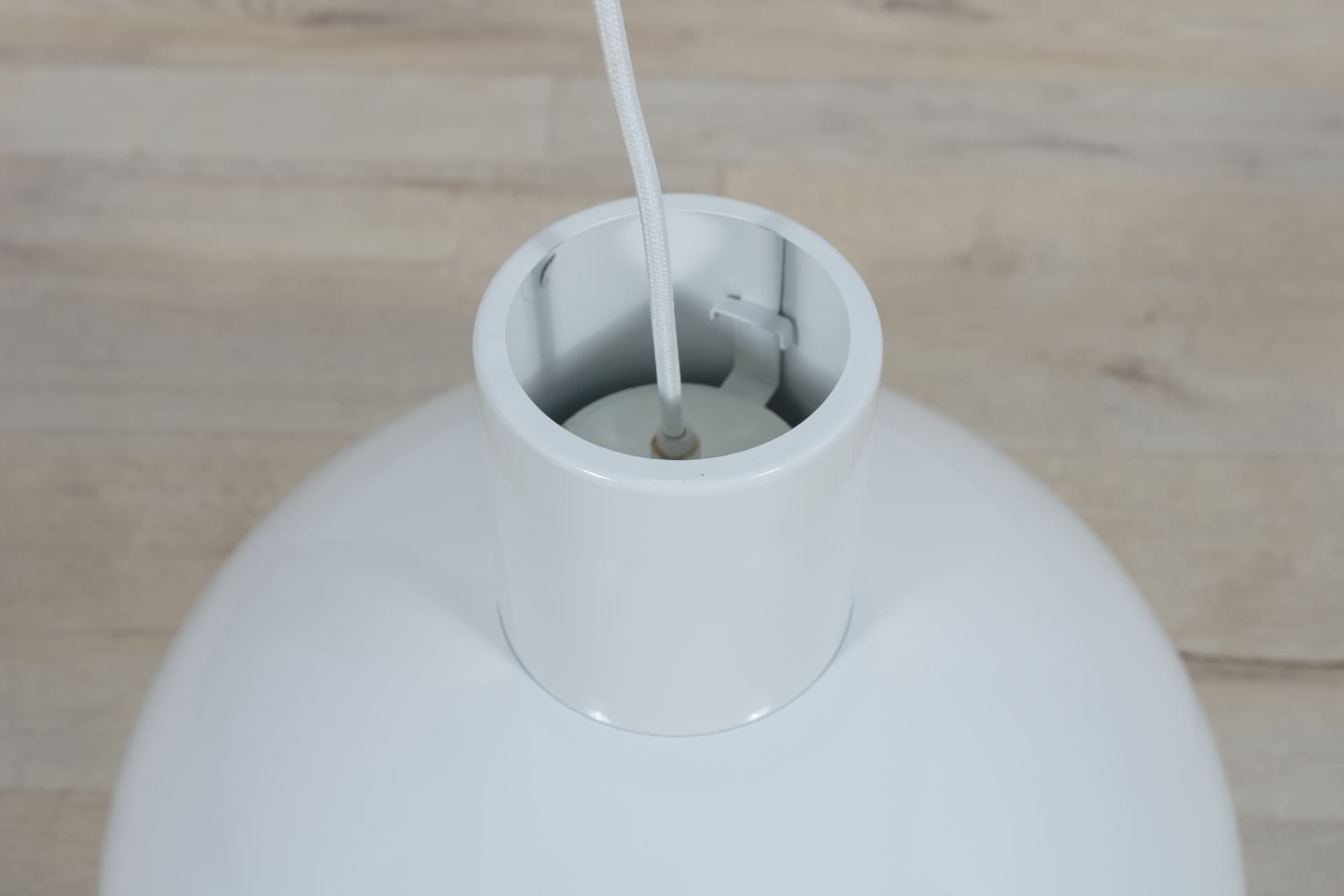 Lampa wisząca Bunker, metal biały, proj. J. Hammerborg, Fog & Mørup, Dania, lata 70. - 287903