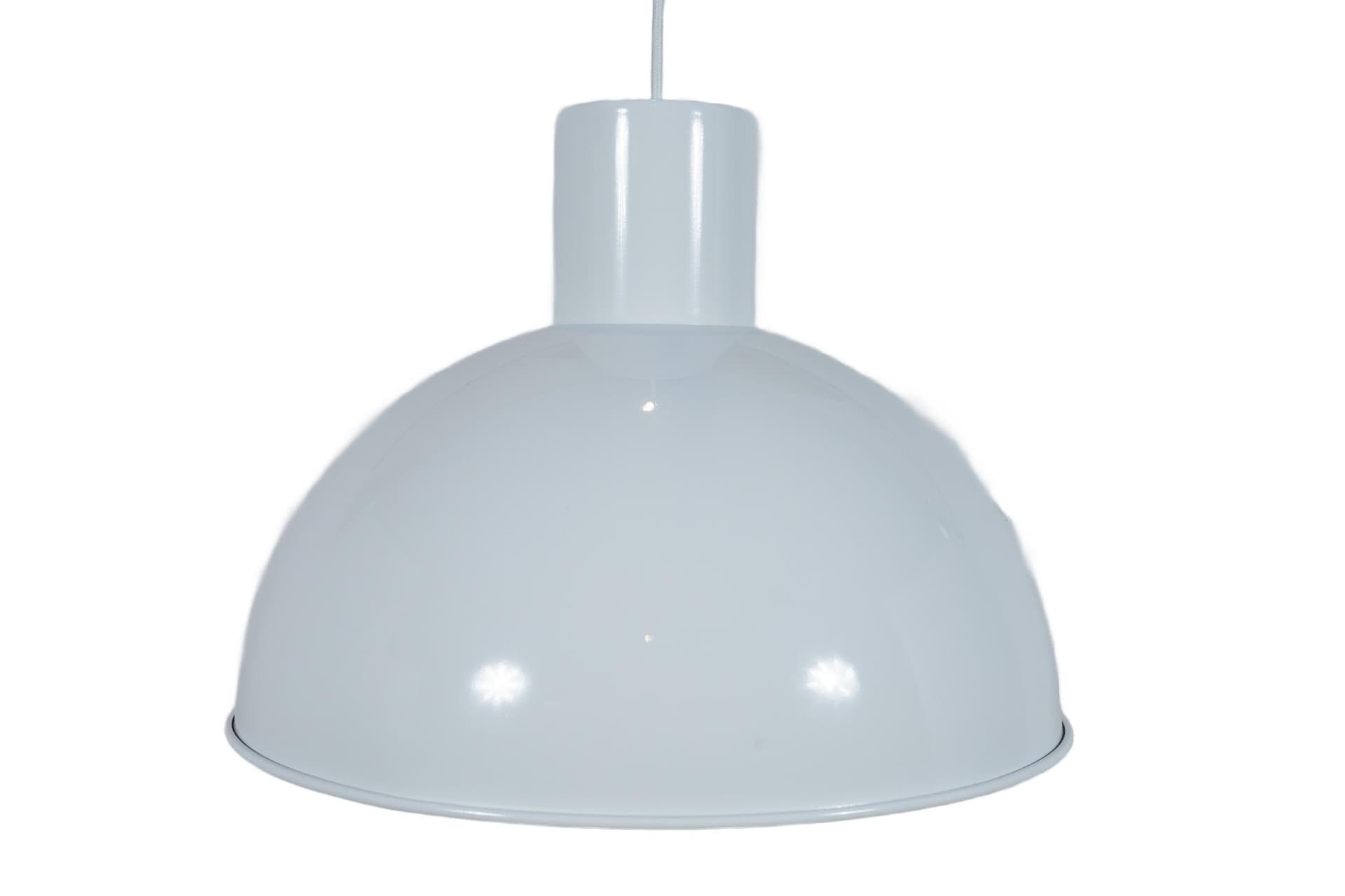 Lampa wisząca Bunker, metal biały, proj. J. Hammerborg, Fog & Mørup, Dania, lata 70.