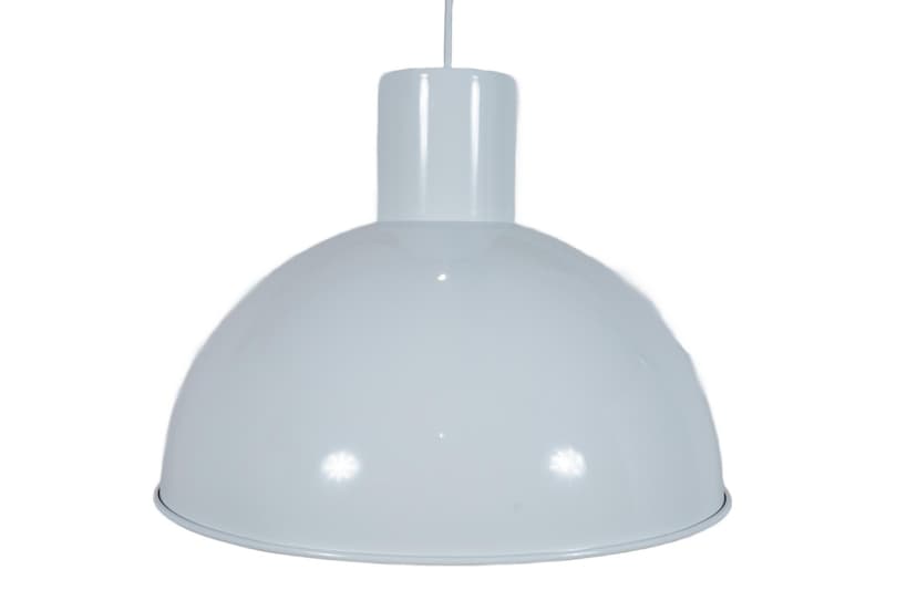 Lampa wisząca Bunker, metal biały, proj. J. Hammerborg, Fog & Mørup, Dania, lata 70.