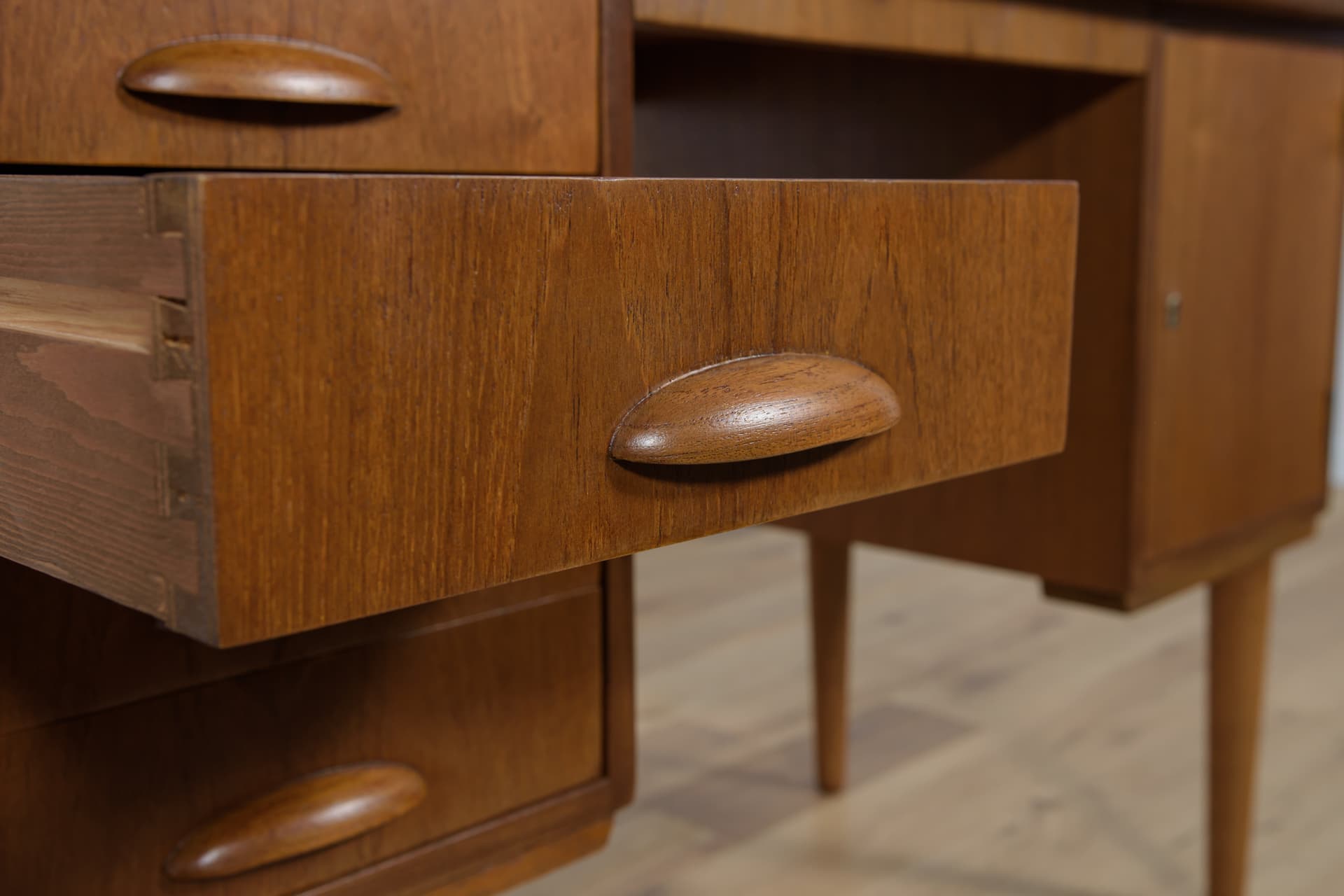 Desk, brown, teak, Denmark, 1960s. - 287943