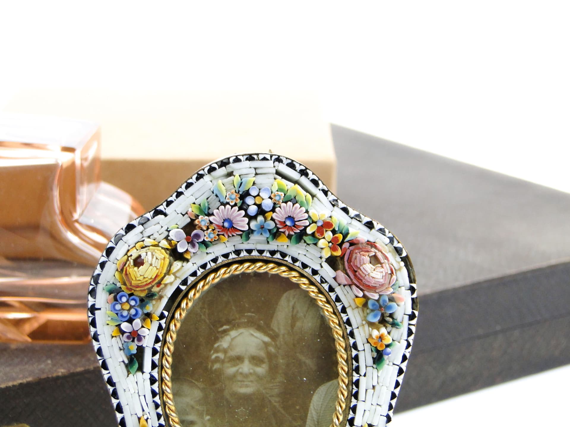 Ramka na zdjęcie millefiori, multicolor, szkło kolorowe, mosiądz, Włochy, XIX wiek - 287995