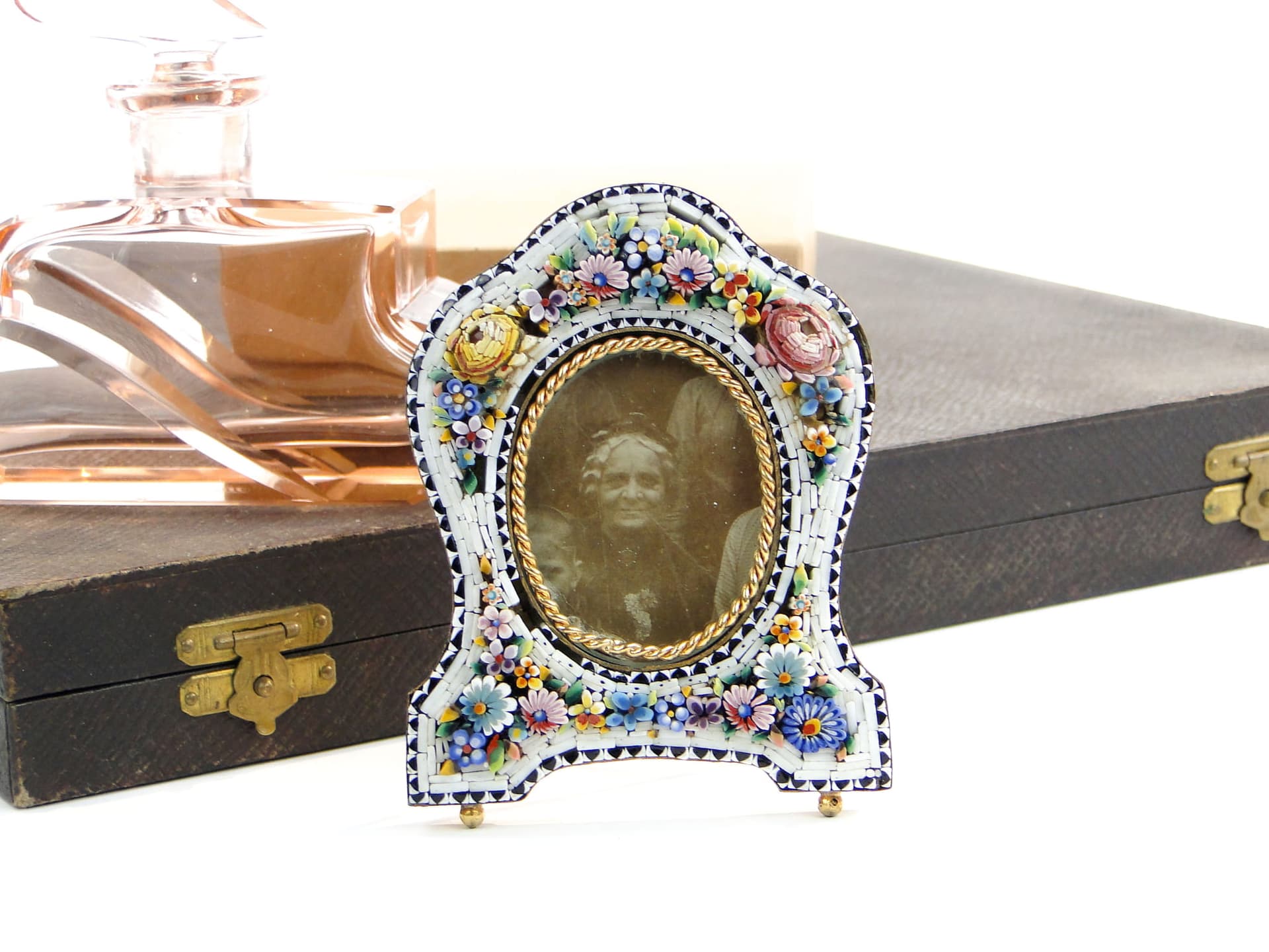 Ramka na zdjęcie millefiori, multicolor, szkło kolorowe, mosiądz, Włochy, XIX wiek - 287994