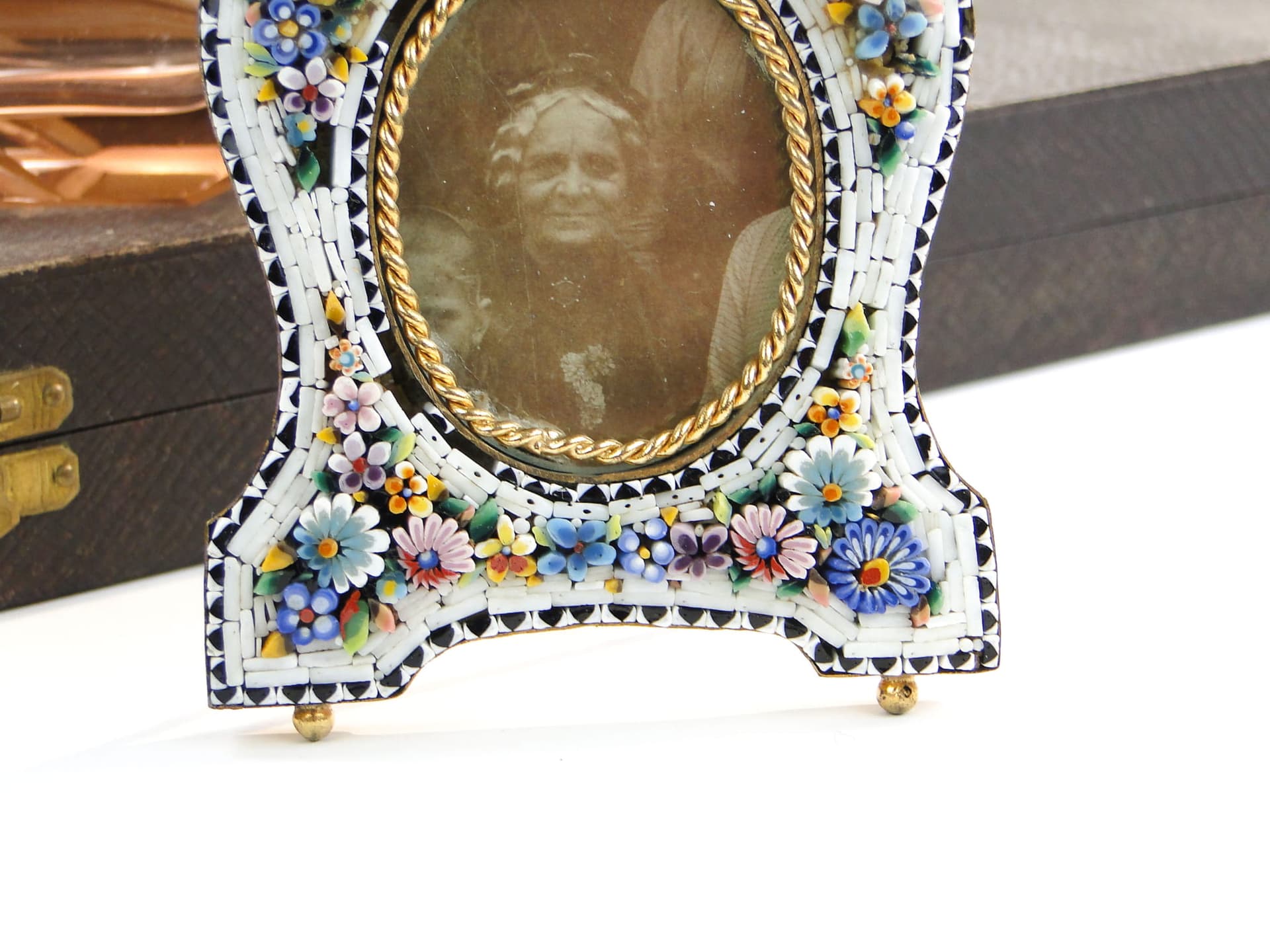 Ramka na zdjęcie millefiori, multicolor, szkło kolorowe, mosiądz, Włochy, XIX wiek - 287991