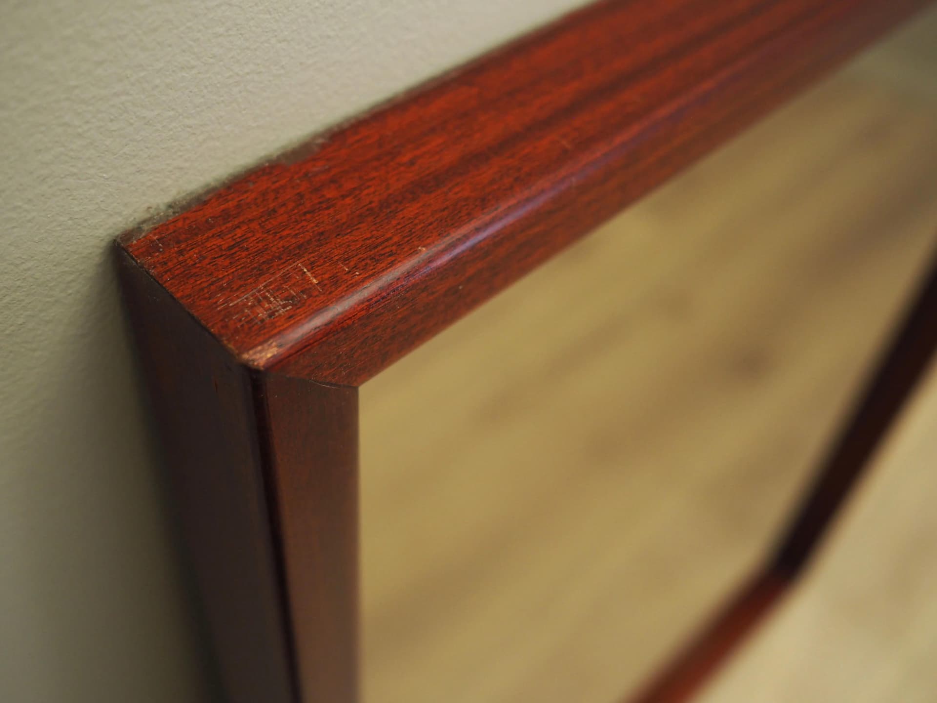 Rectangular mirror, graphite glass, dark brown mahogany, Denmark, 1970s - 21235