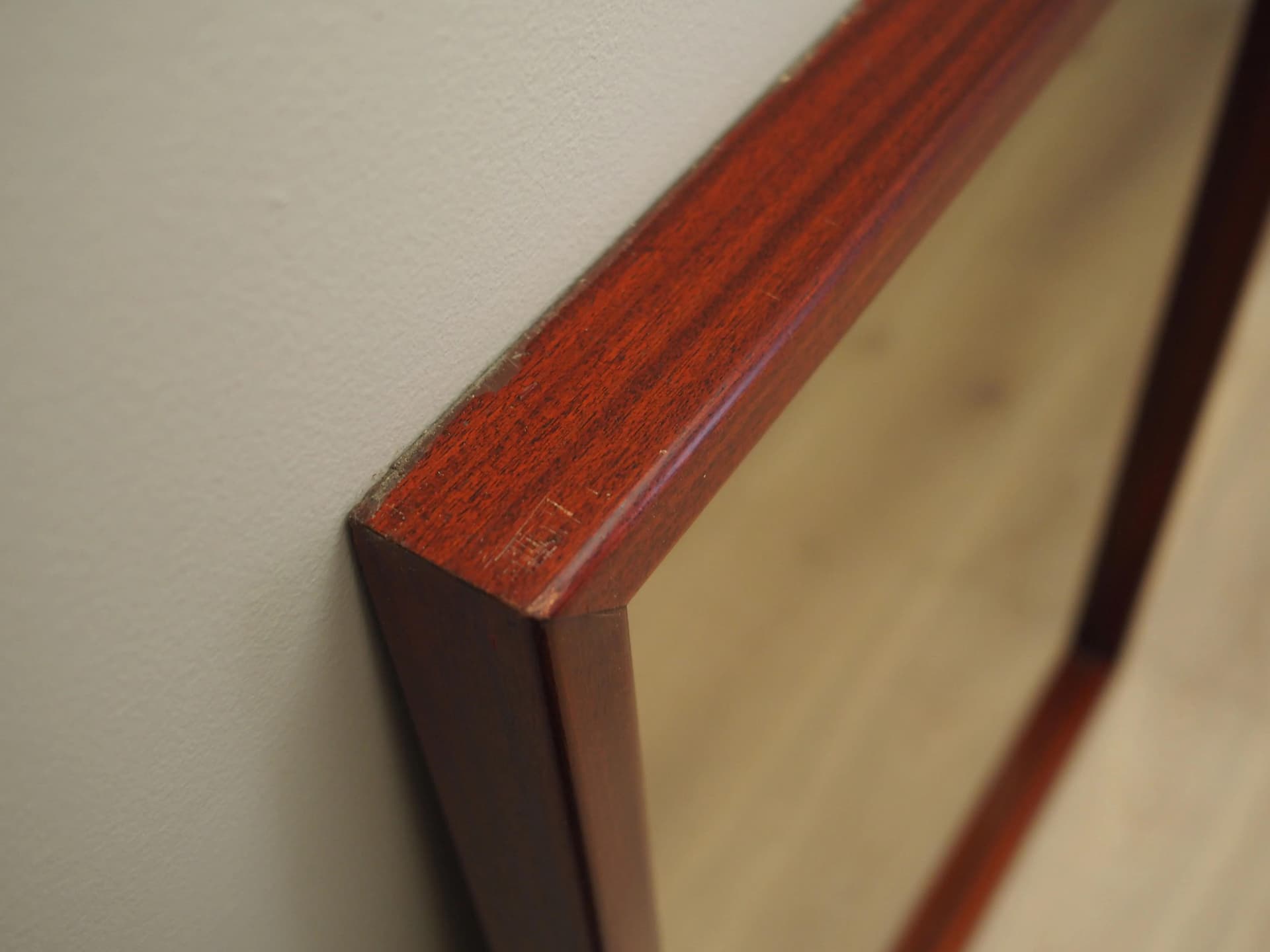 Rectangular mirror, graphite glass, dark brown mahogany, Denmark, 1970s - 21232