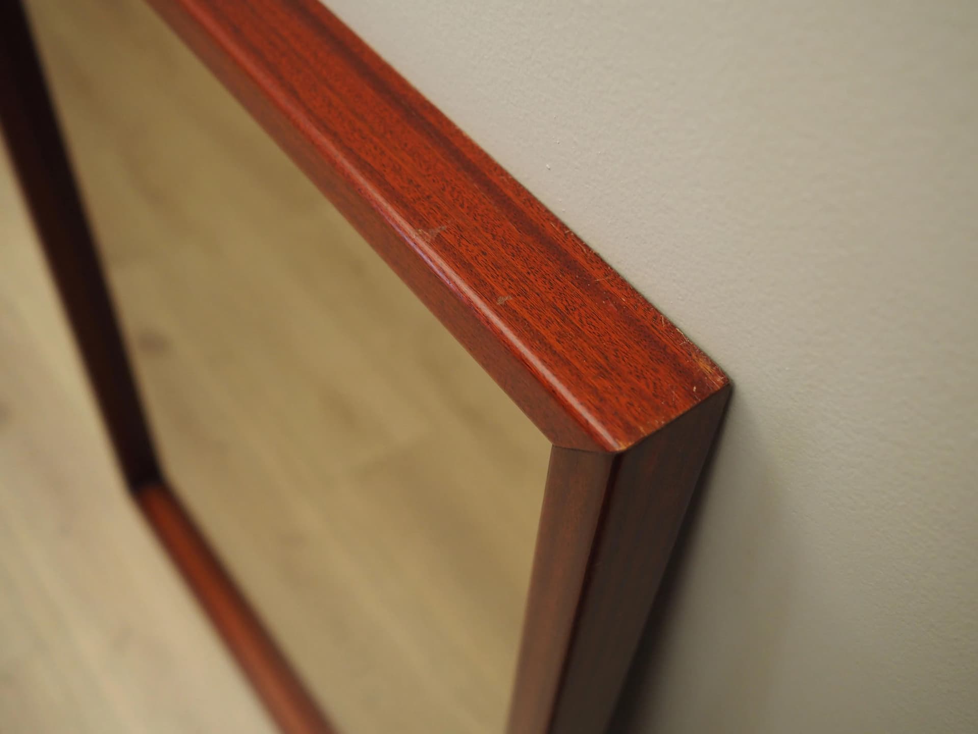 Rectangular mirror, graphite glass, dark brown mahogany, Denmark, 1970s - 21231