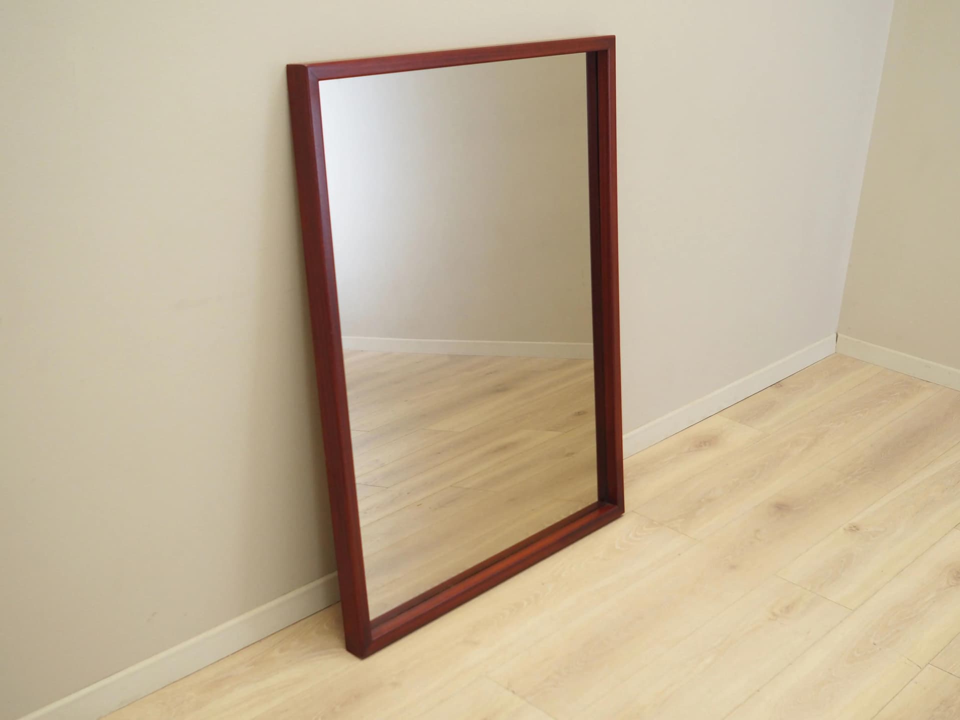 Rectangular mirror, graphite glass, dark brown mahogany, Denmark, 1970s - 21230