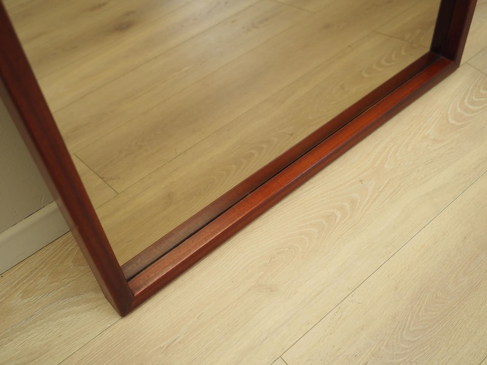 Rectangular mirror, graphite glass, dark brown mahogany, Denmark, 1970s - 21234