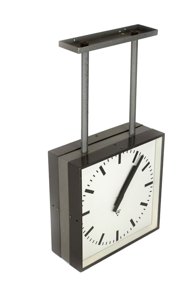 Zegar kolejowy dwustronny, szary, Czechosłowacja, lata 80. - WYMIARY