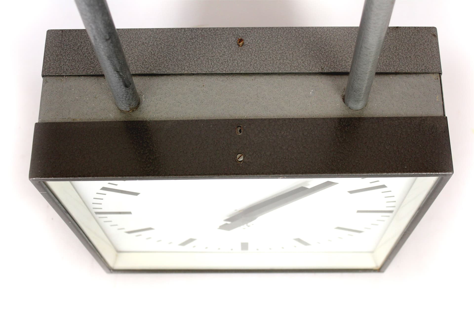 Zegar kolejowy dwustronny, szary, Czechosłowacja, lata 80. - 288040