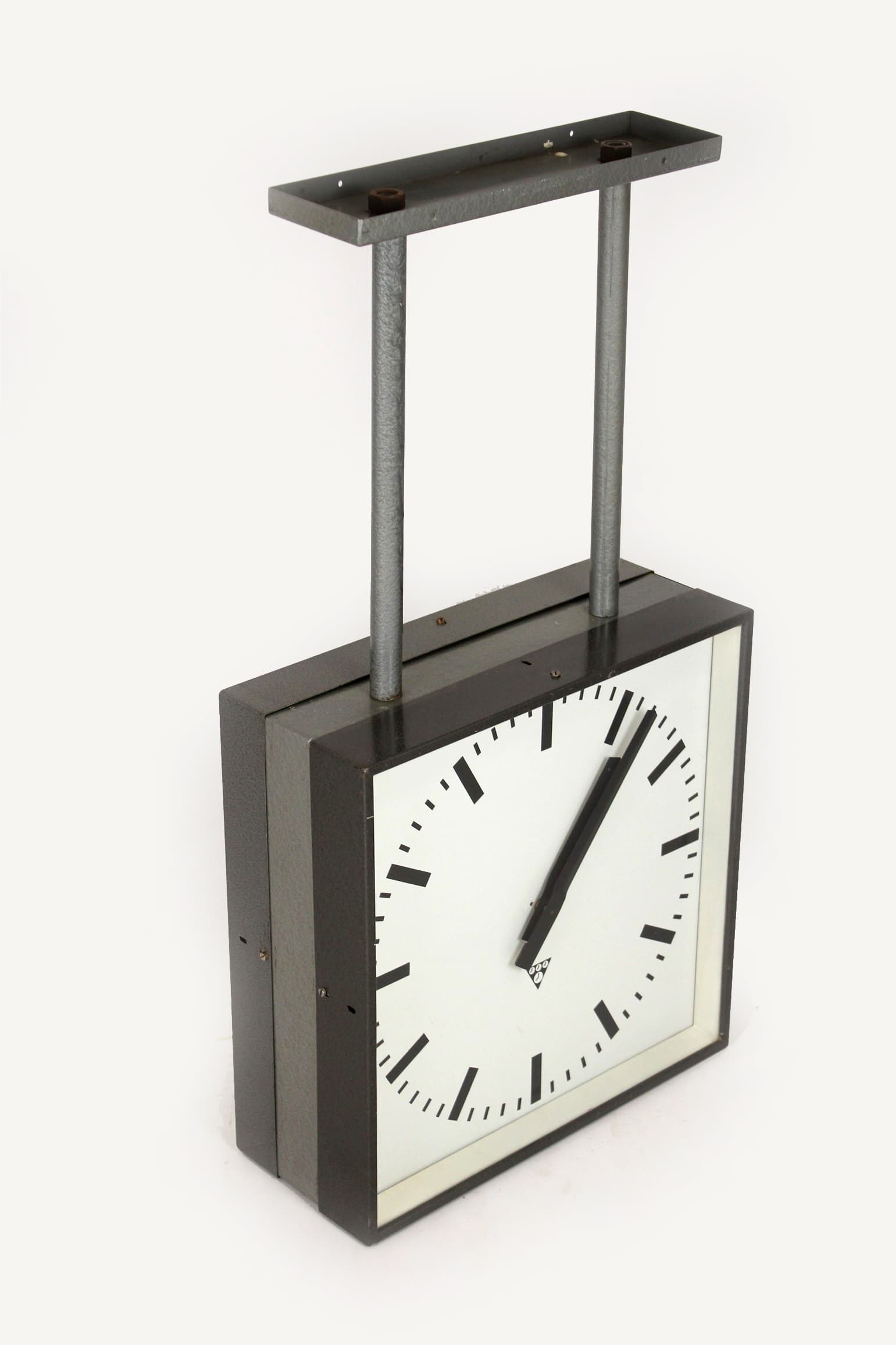 Zegar kolejowy dwustronny, szary, Czechosłowacja, lata 80. - 288027