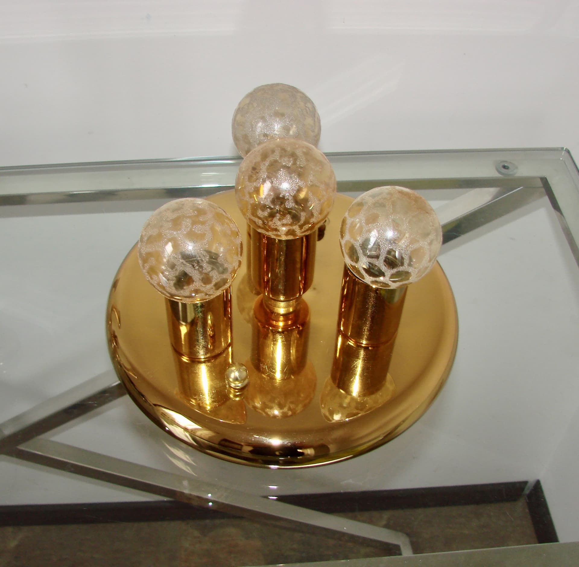 Plafon sufitowy, złoty, metal, lata 80. - 288063