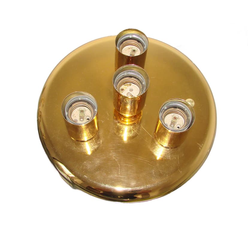 Plafon sufitowy, złoty, metal, lata 80.