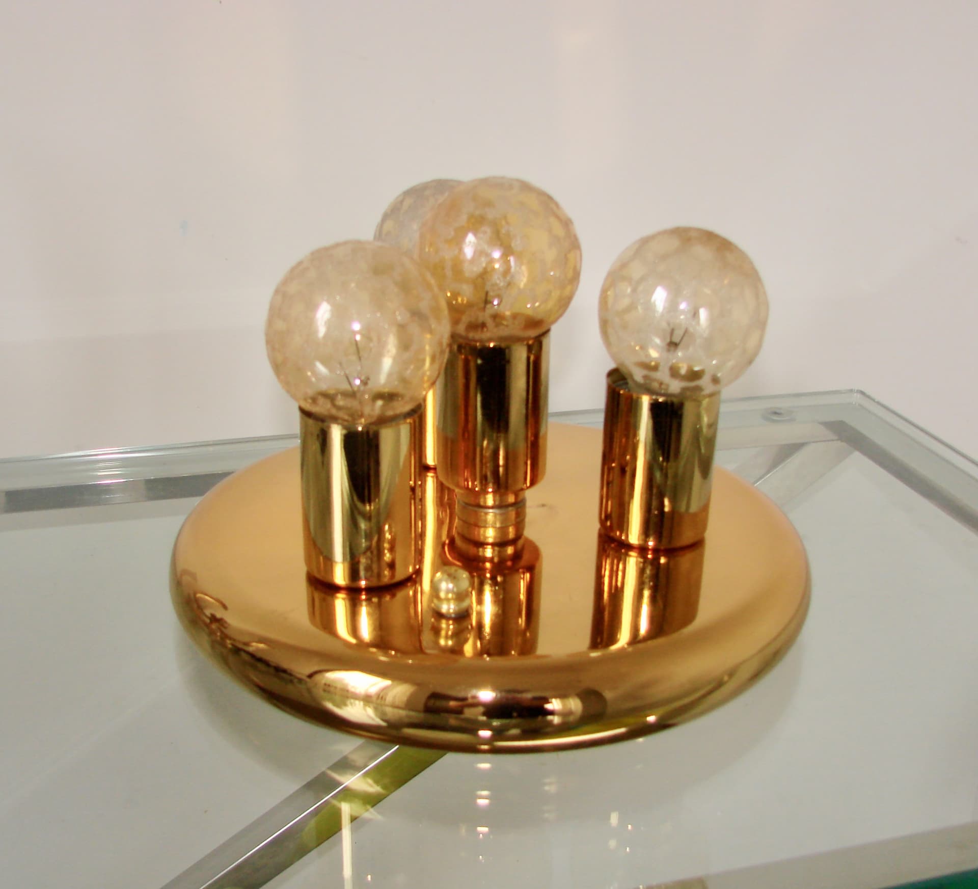 Plafon sufitowy, złoty, metal, lata 80. - 288061