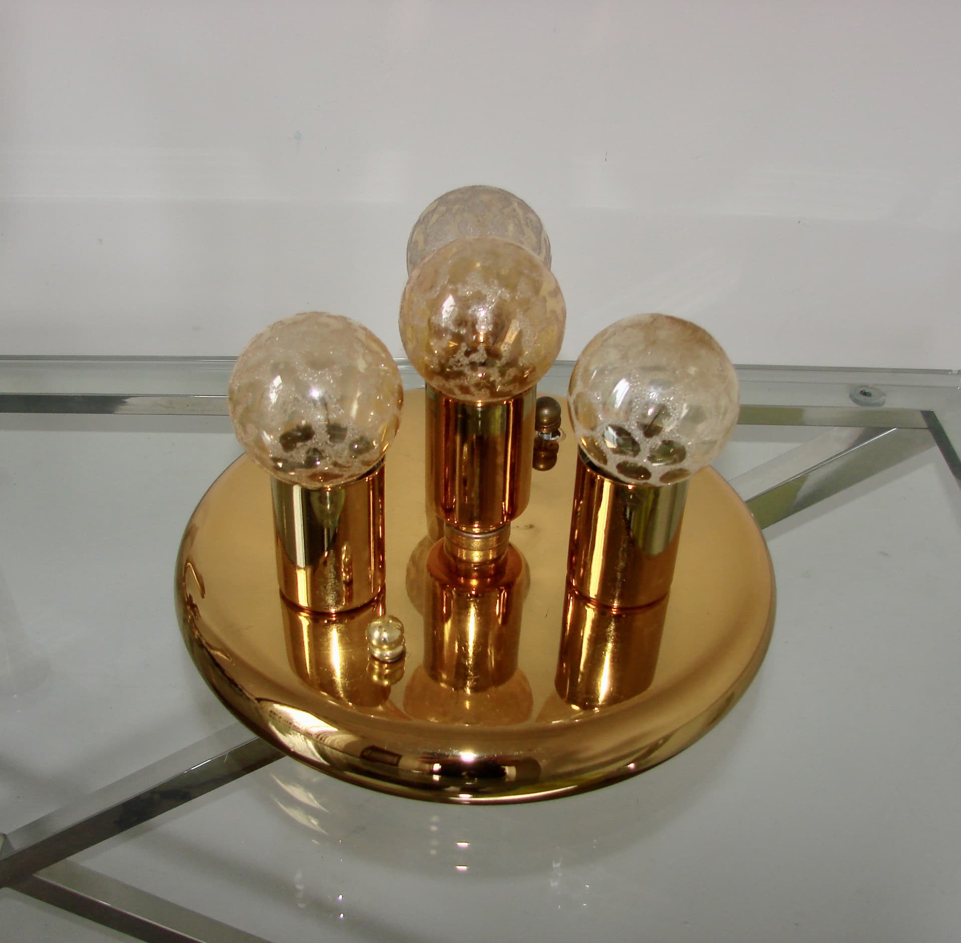 Plafon sufitowy, złoty, metal, lata 80. - 288059